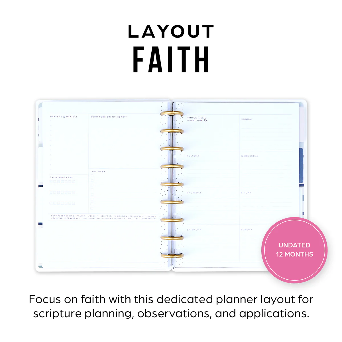 Undated Coastal Faith Planner - Classic Faith Layout - 12 Months - Image 7