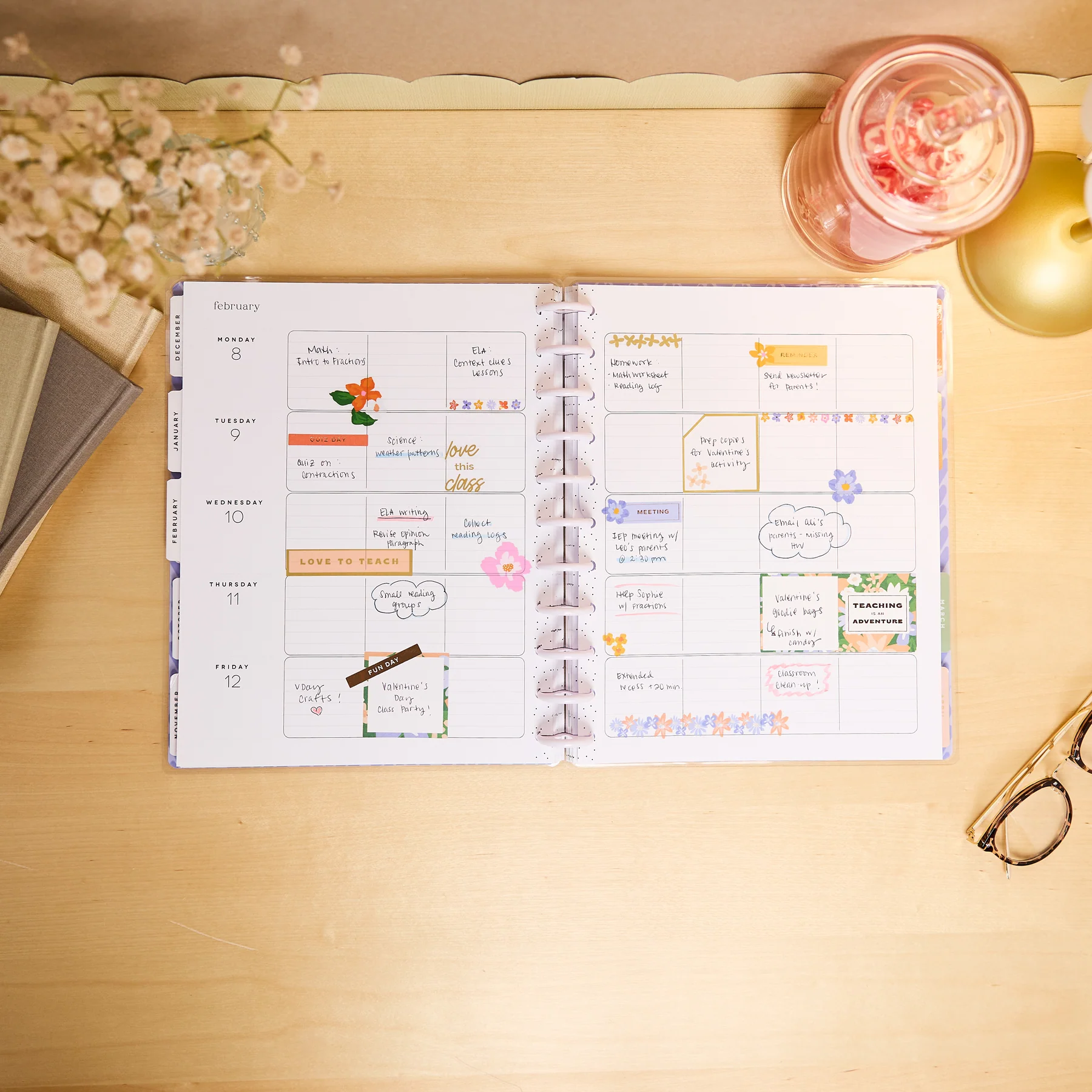 2026–2027 Blossom Bright Customizable Teacher Planner - Big Teacher Layout - 12 Months - Image 4