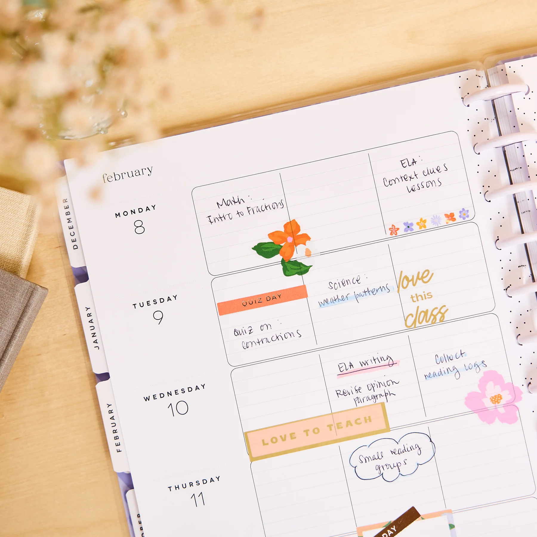 2026–2027 Blossom Bright Customizable Teacher Planner - Big Teacher Layout - 12 Months - Image 5