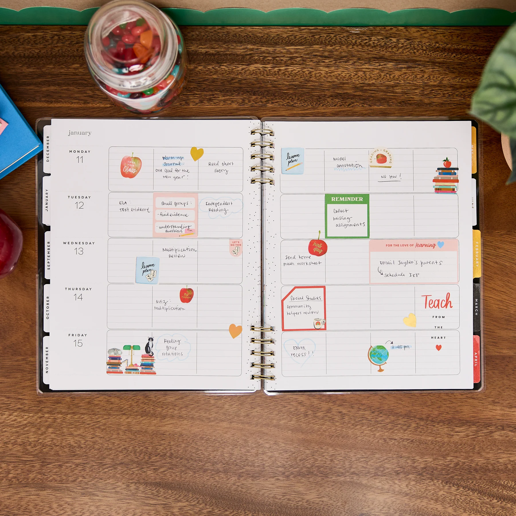 2026–2027 Bright Lessons Customizable Spiral Teacher Planner - Big Teacher Layout - 12 Months - Image 4