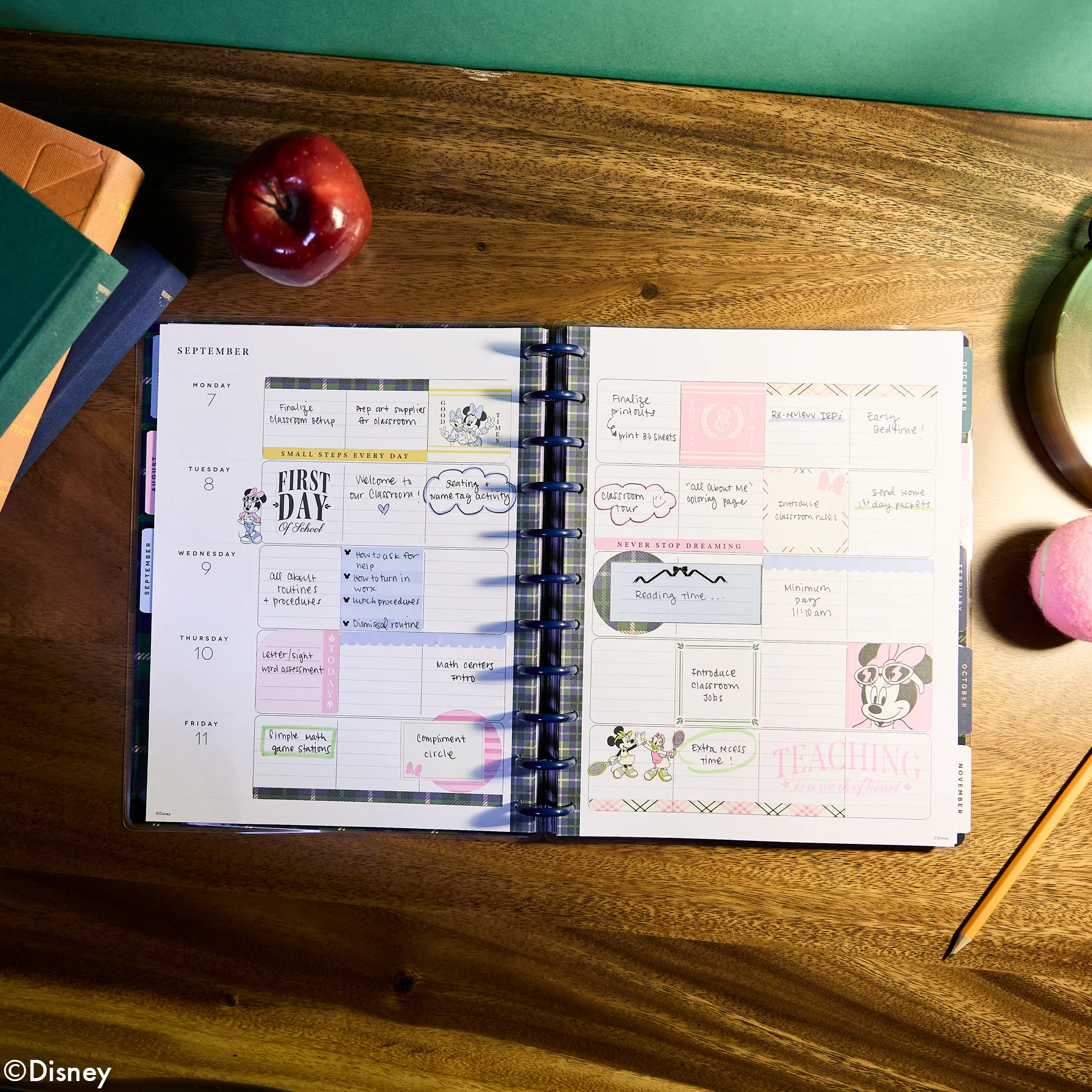 2026–2027 Disney Minnie Mouse & Daisy Duck Varsity Customizable Teacher Planner - Big Teacher Layout - 12 Months - Image 4