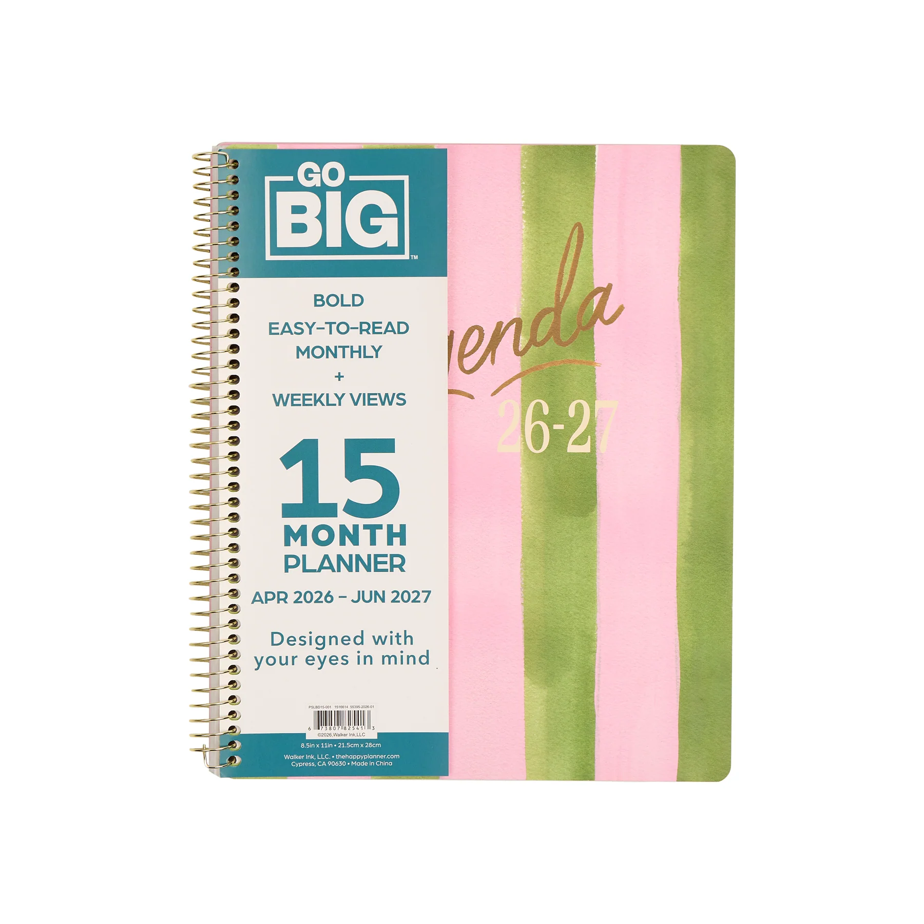 2026–2027 GO BIG Beach Stripe Large Print Spiral Planner - Large Dashboard Layout - 15 Months - Image 19