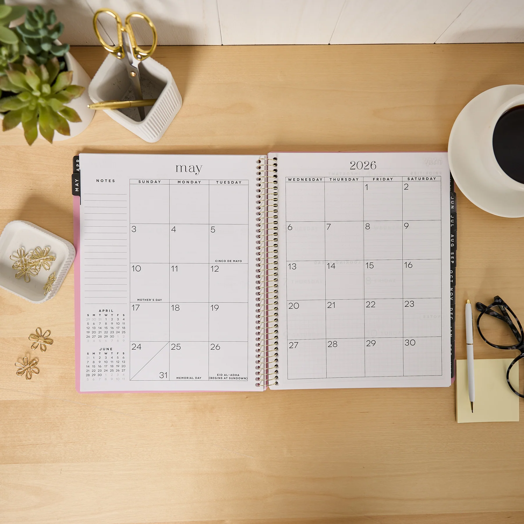 2026–2027 GO BIG Bold Pink Large Print Spiral Planner - Large Dashboard Layout - 15 Months - Image 8