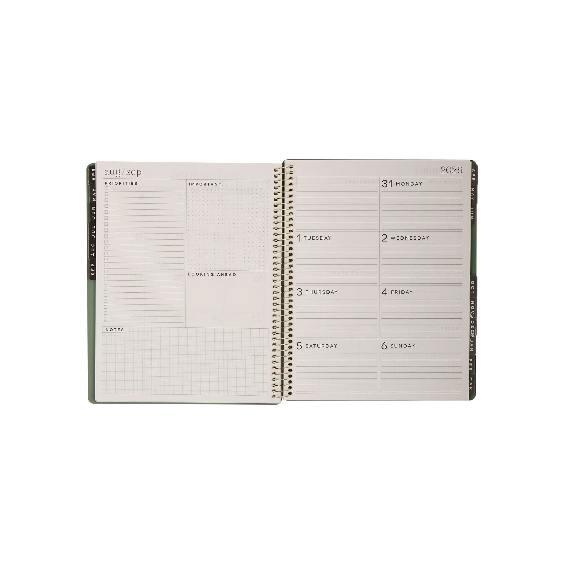2026â2027 GO BIG Hunter Green Large Print Spiral Planner - Large Dashboard Layout - 15 Months - Image 14
