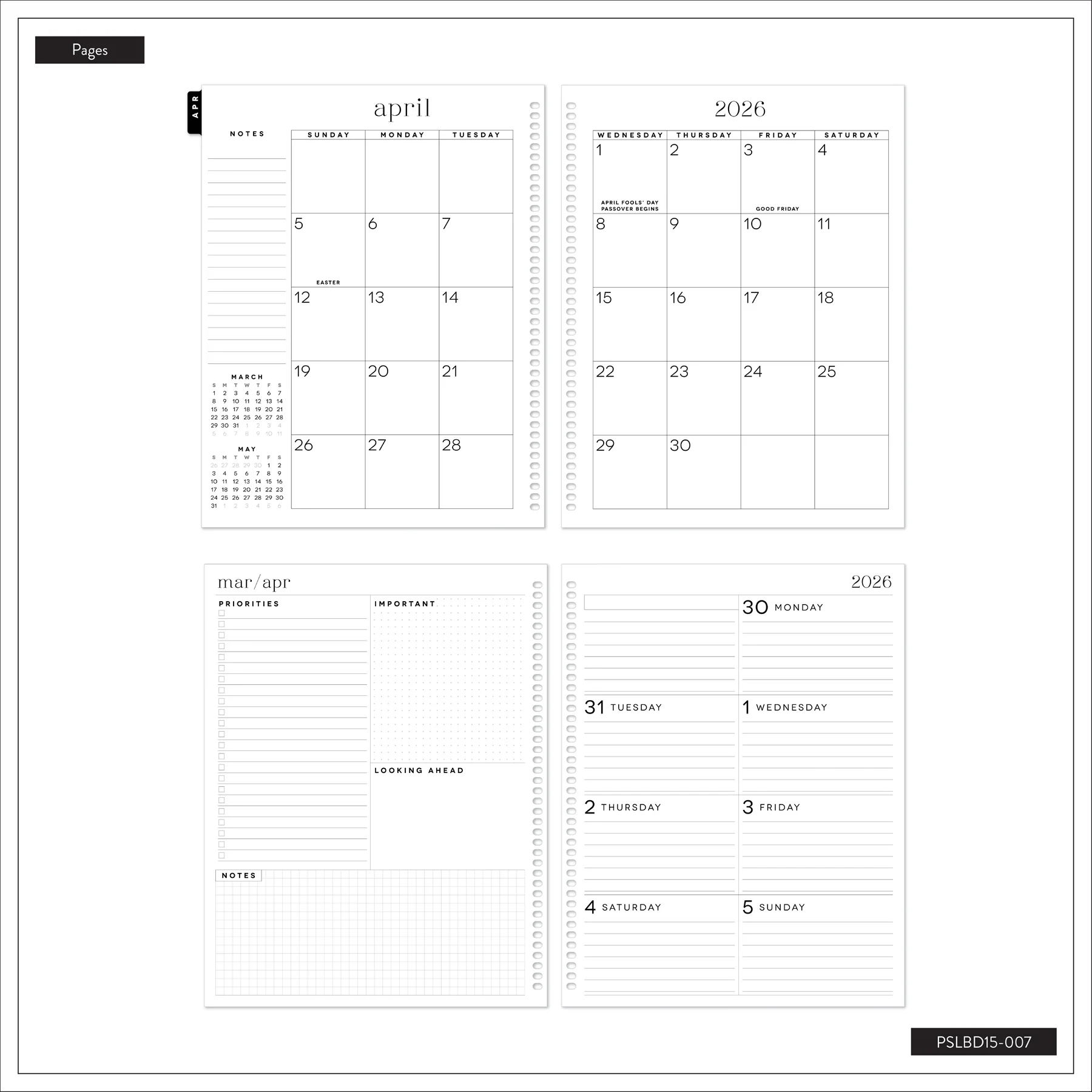 2026â2027 GO BIG Hunter Green Large Print Spiral Planner - Large Dashboard Layout - 15 Months - Image 15