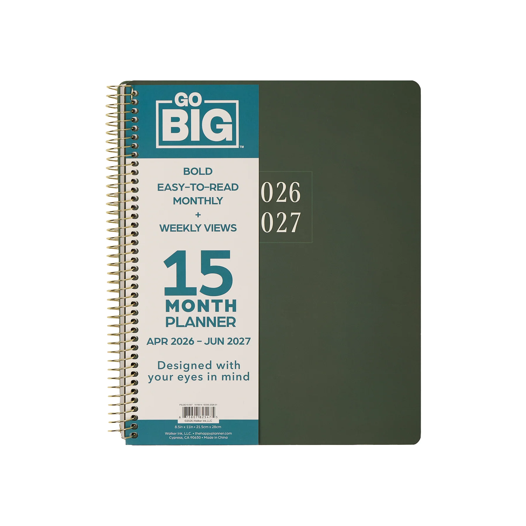 2026â2027 GO BIG Hunter Green Large Print Spiral Planner - Large Dashboard Layout - 15 Months - Image 16