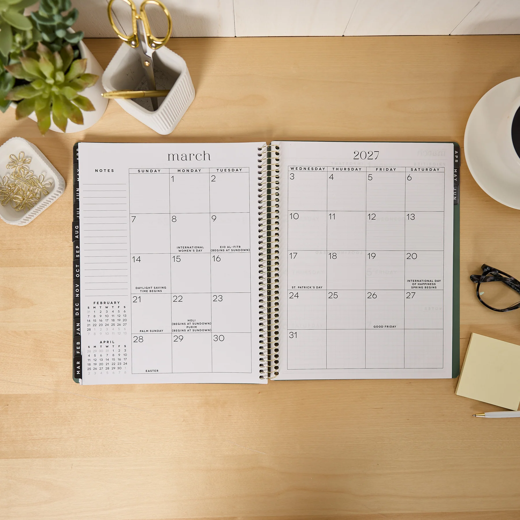 2026â2027 GO BIG Hunter Green Large Print Spiral Planner - Large Dashboard Layout - 15 Months - Image 7