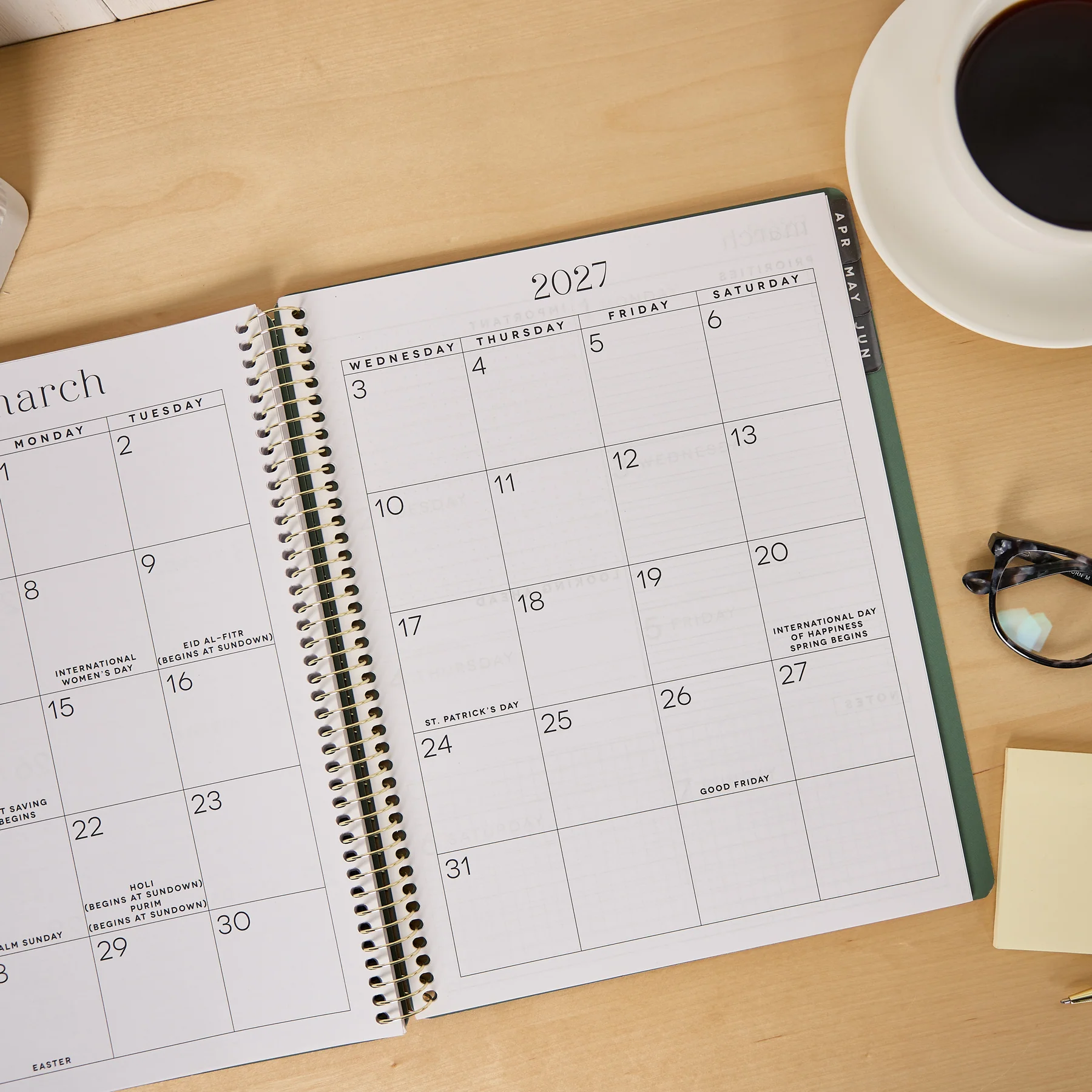 2026â2027 GO BIG Hunter Green Large Print Spiral Planner - Large Dashboard Layout - 15 Months - Image 8