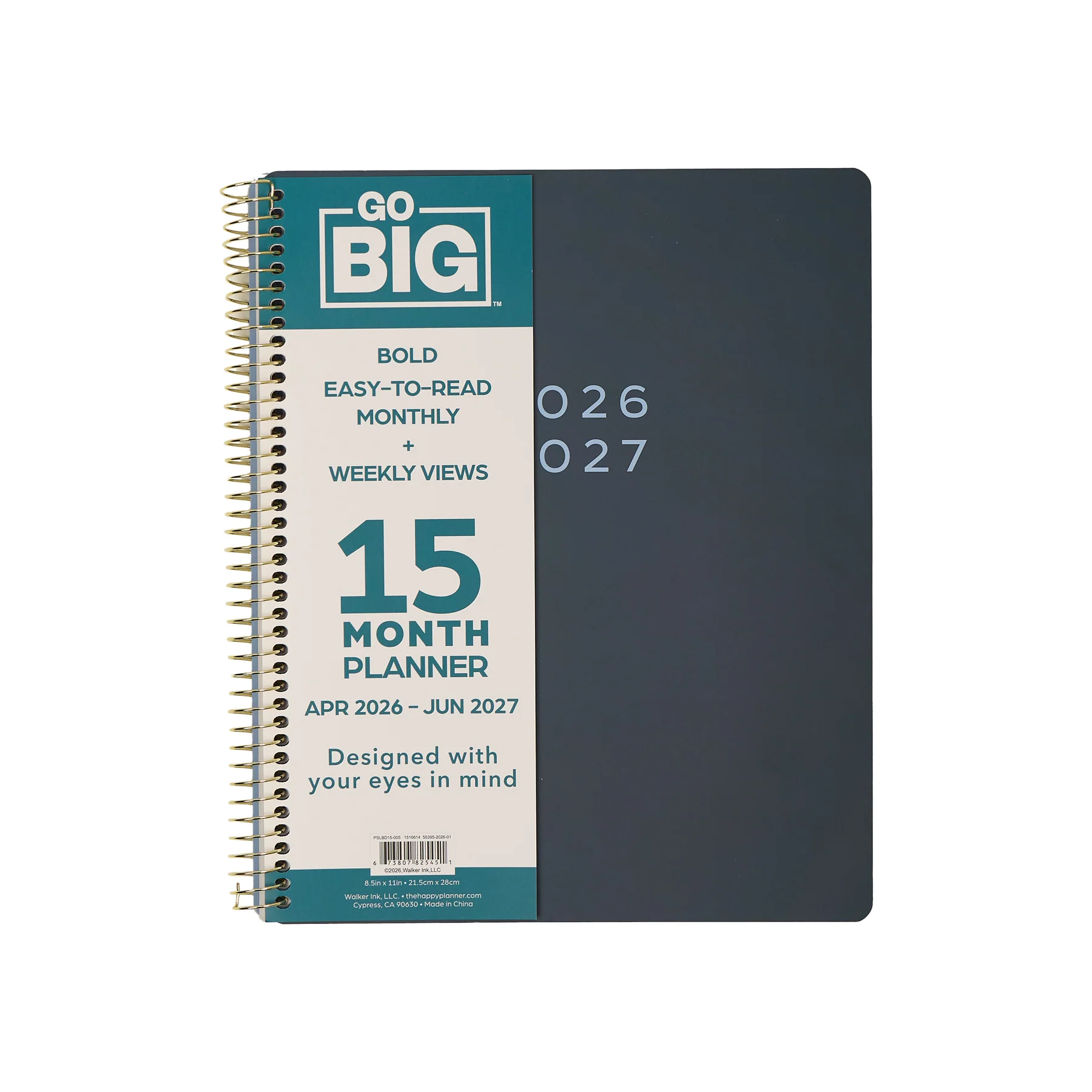 2026–2027 GO BIG Navy Large Print Spiral Planner - Large Dashboard Layout - 15 Months - Image 17