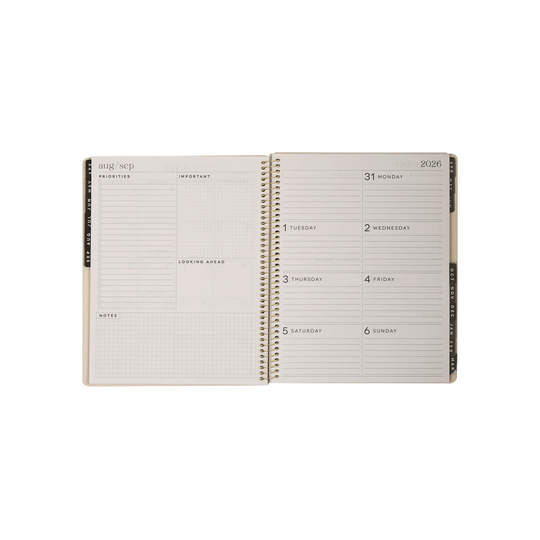 2026–2027 GO BIG Neutral Tile Large Print Spiral Planner - Large Dashboard Layout - 15 Months - Image 16