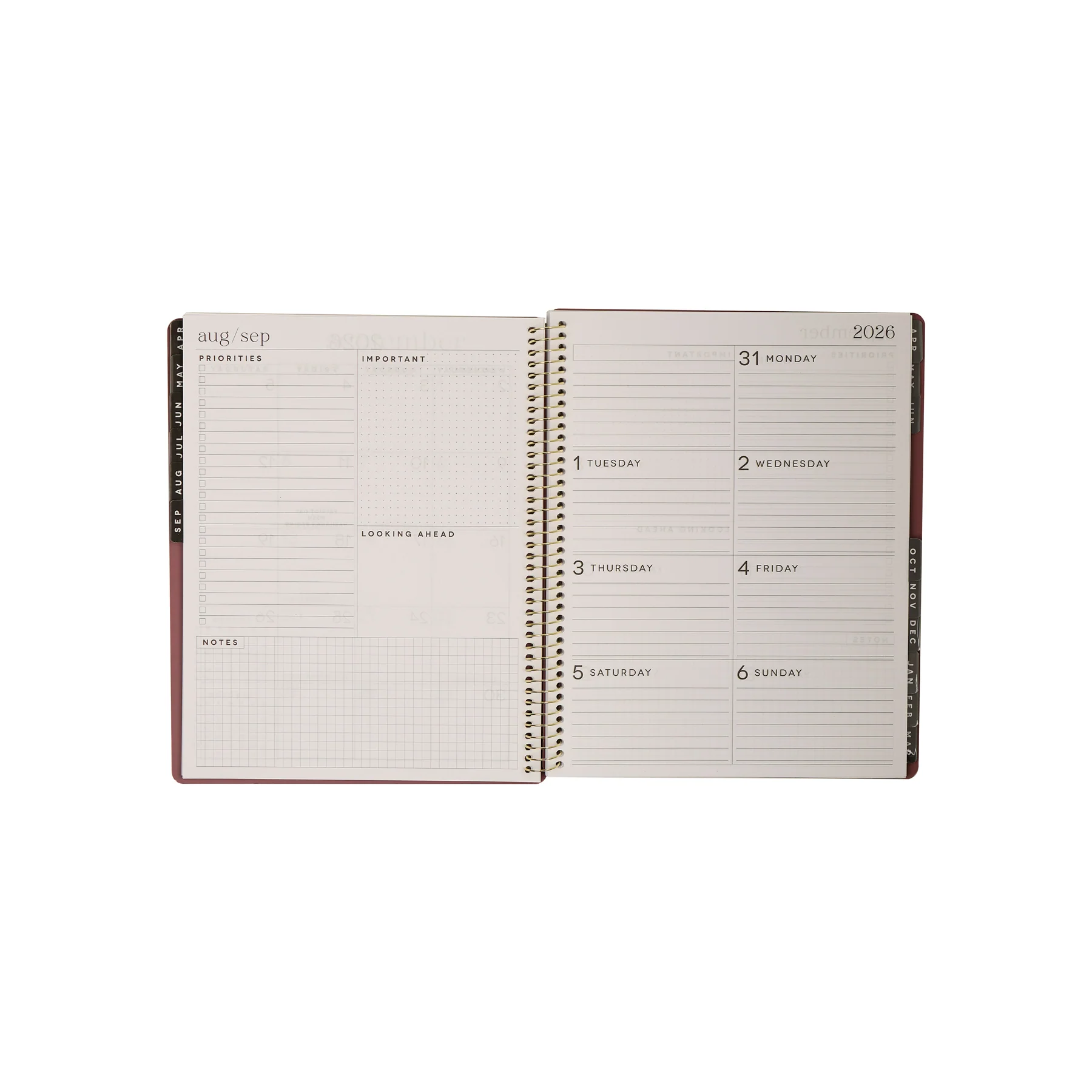 2026–2027 GO BIG Plum Plans Large Print Spiral Planner - Large Dashboard Layout - 15 Months - Image 12