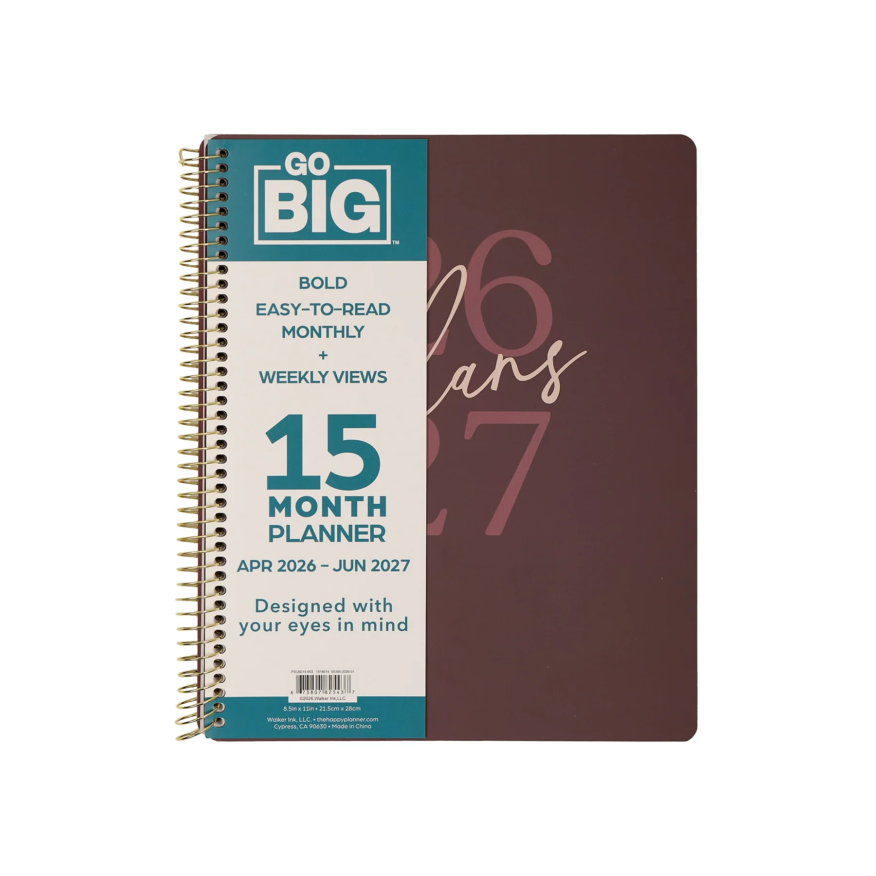 2026–2027 GO BIG Plum Plans Large Print Spiral Planner - Large Dashboard Layout - 15 Months - Image 14