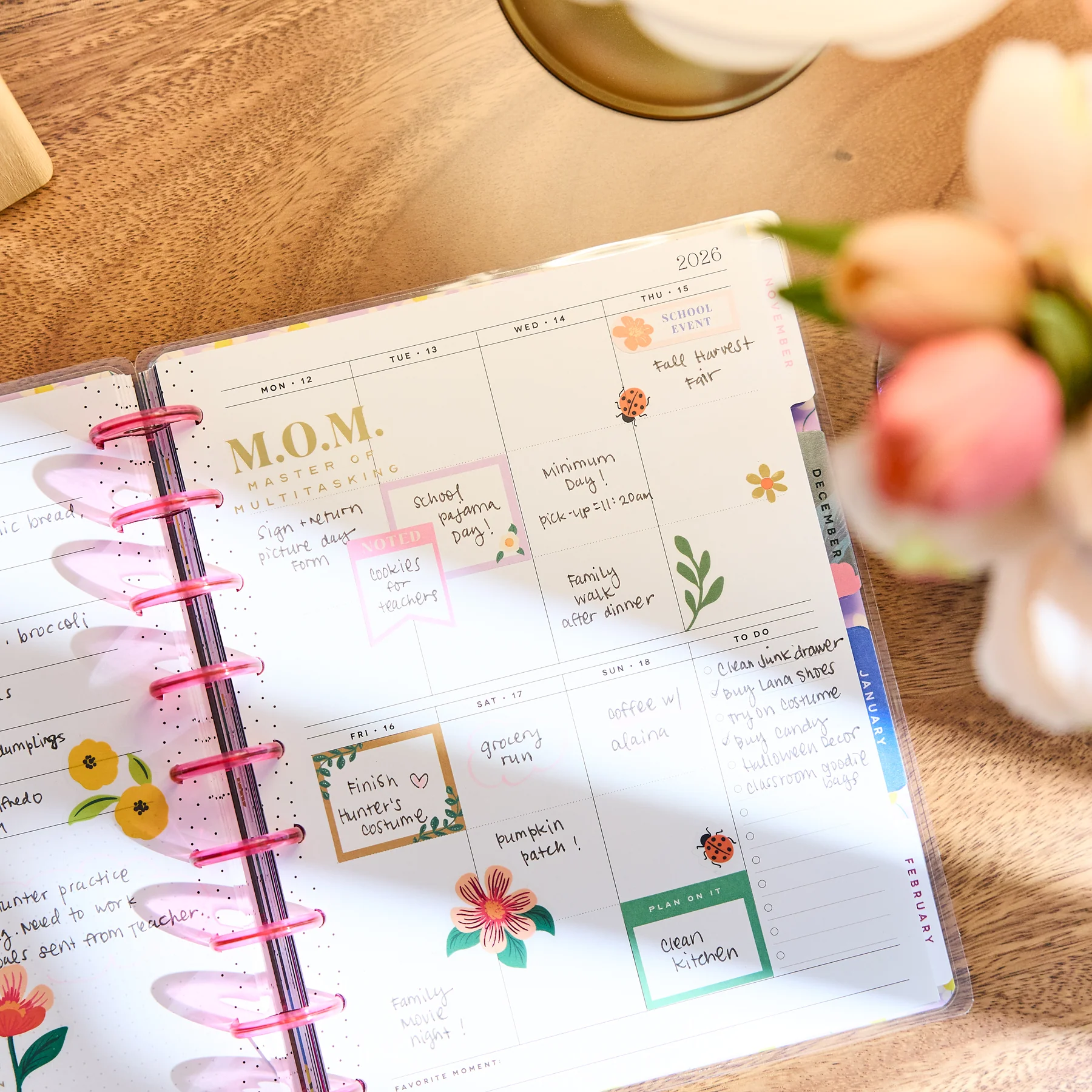 2026–2027 Golden Garden Mom Customizable Planner - Classic Parenting Layout - 12 Months - Image 6