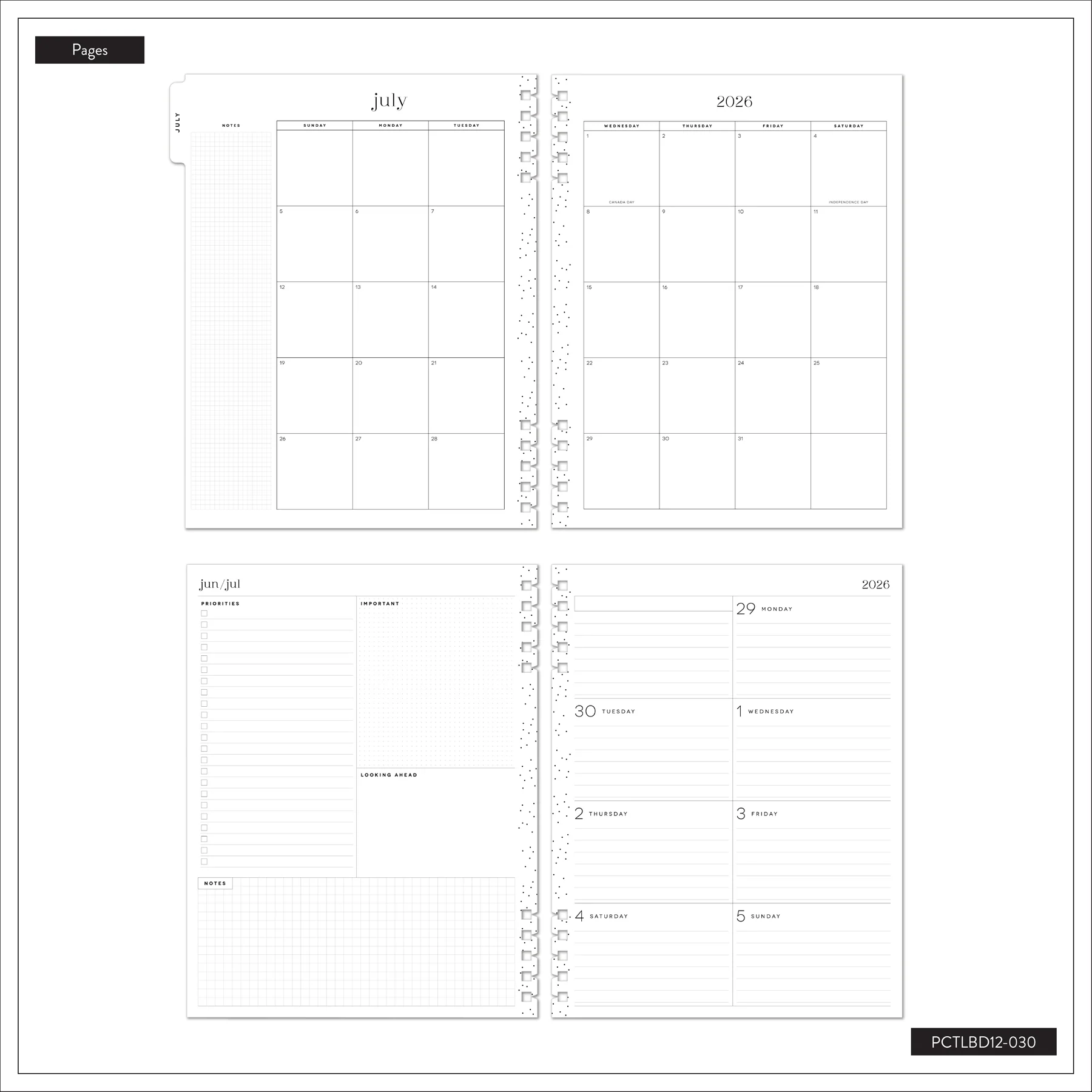 2026–2027 Horizon Lines Customizable Spiral Planner - Big Dashboard Layout - 12 Months - Image 12