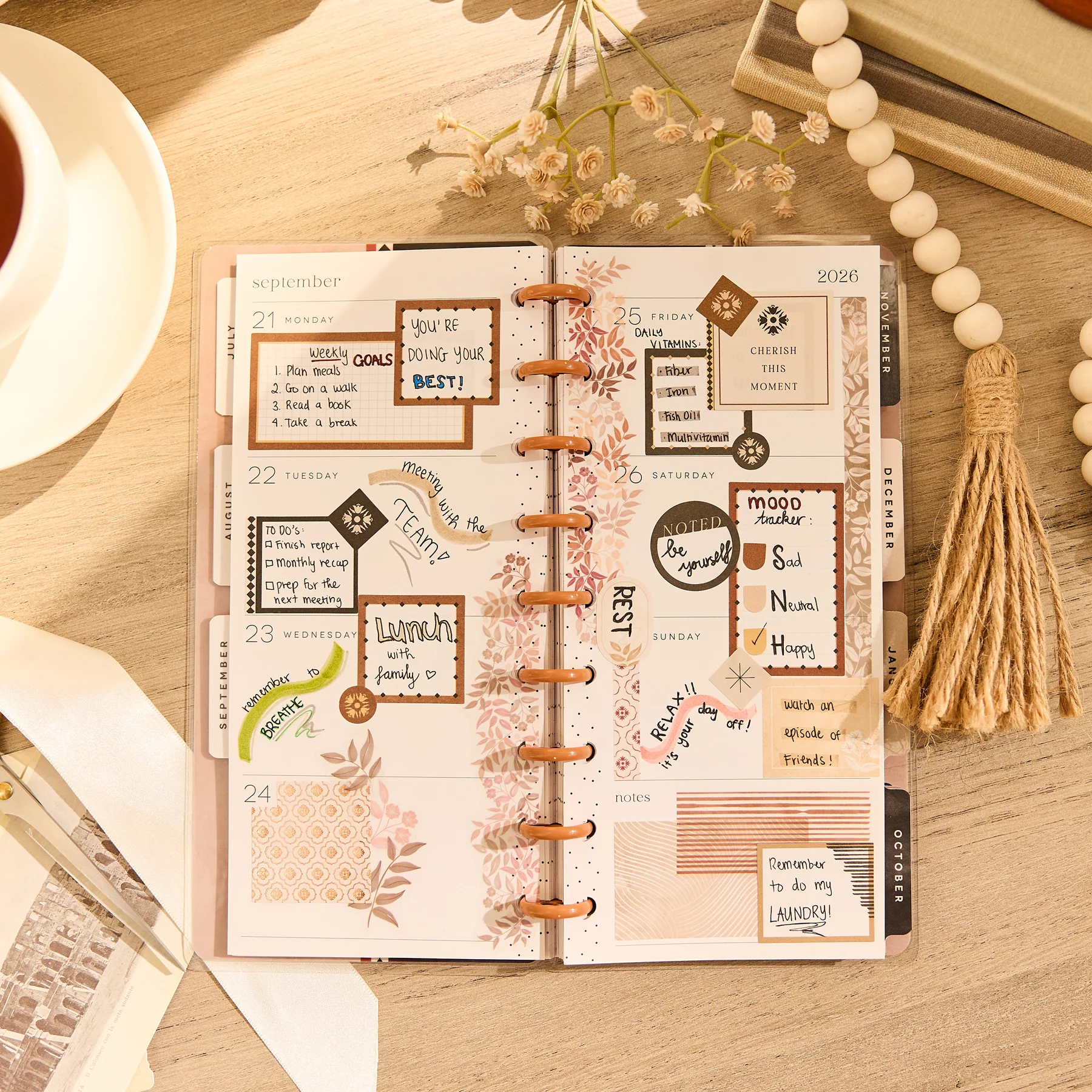 2026–2027 Neutral Noir Customizable Planner - Skinny Classic Horizontal Layout - 12 Months - Image 4