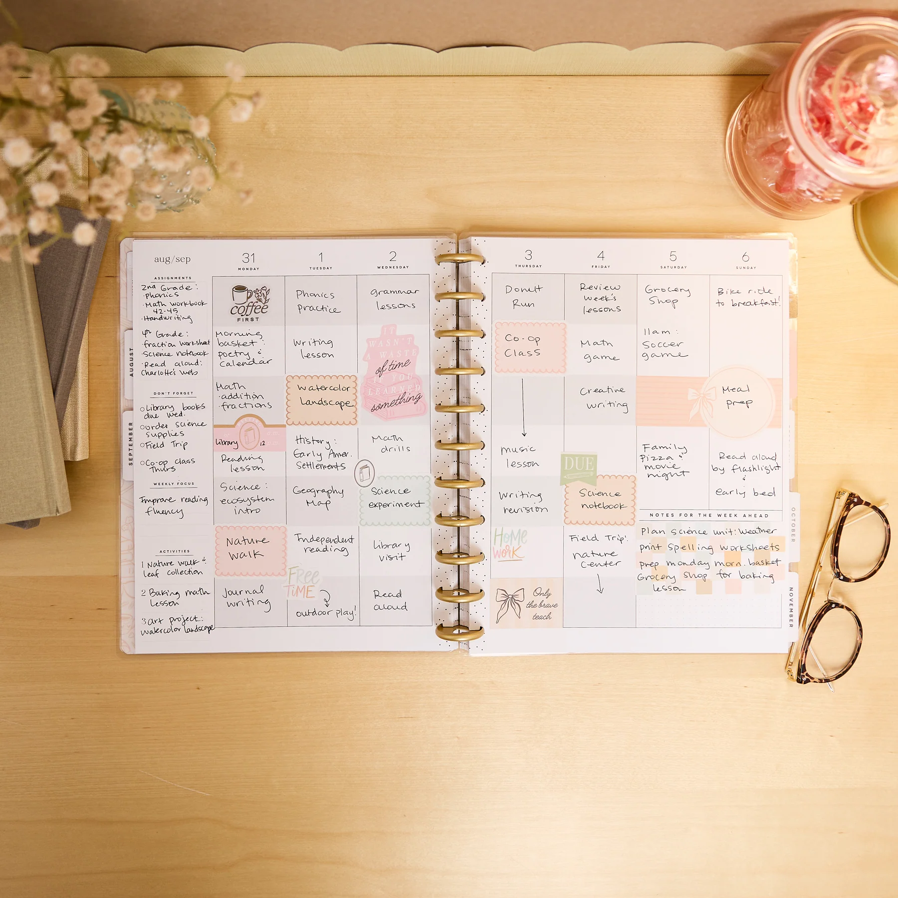 2026–2027 Pastel Poetry Customizable Homeschool Planner - Big Homeschool Layout - 12 Months - Image 4