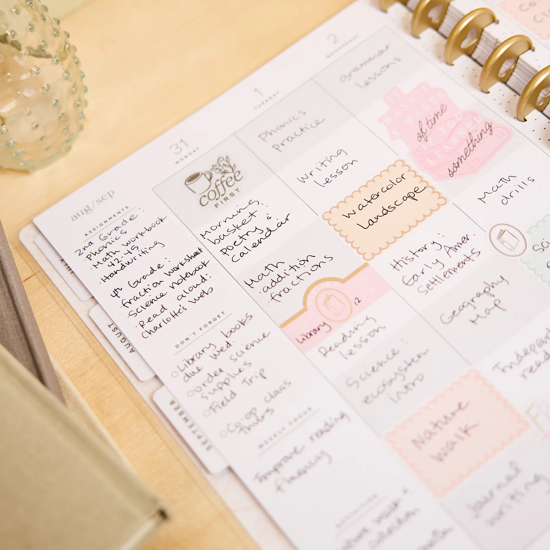 2026–2027 Pastel Poetry Customizable Homeschool Planner - Big Homeschool Layout - 12 Months - Image 5