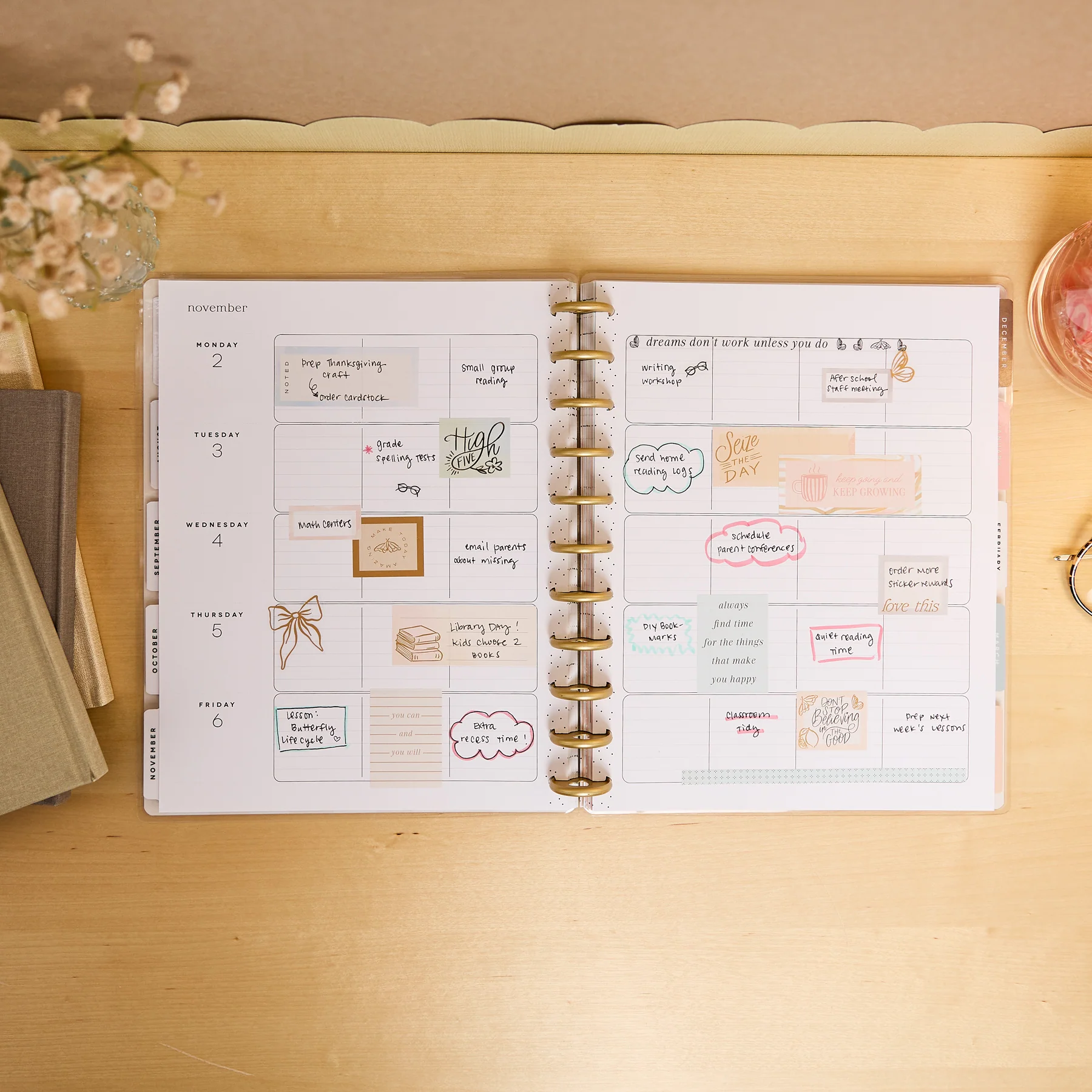 2026–2027 Pastel Poetry Customizable Teacher Planner - Big Teacher Layout - 12 Months - Image 4