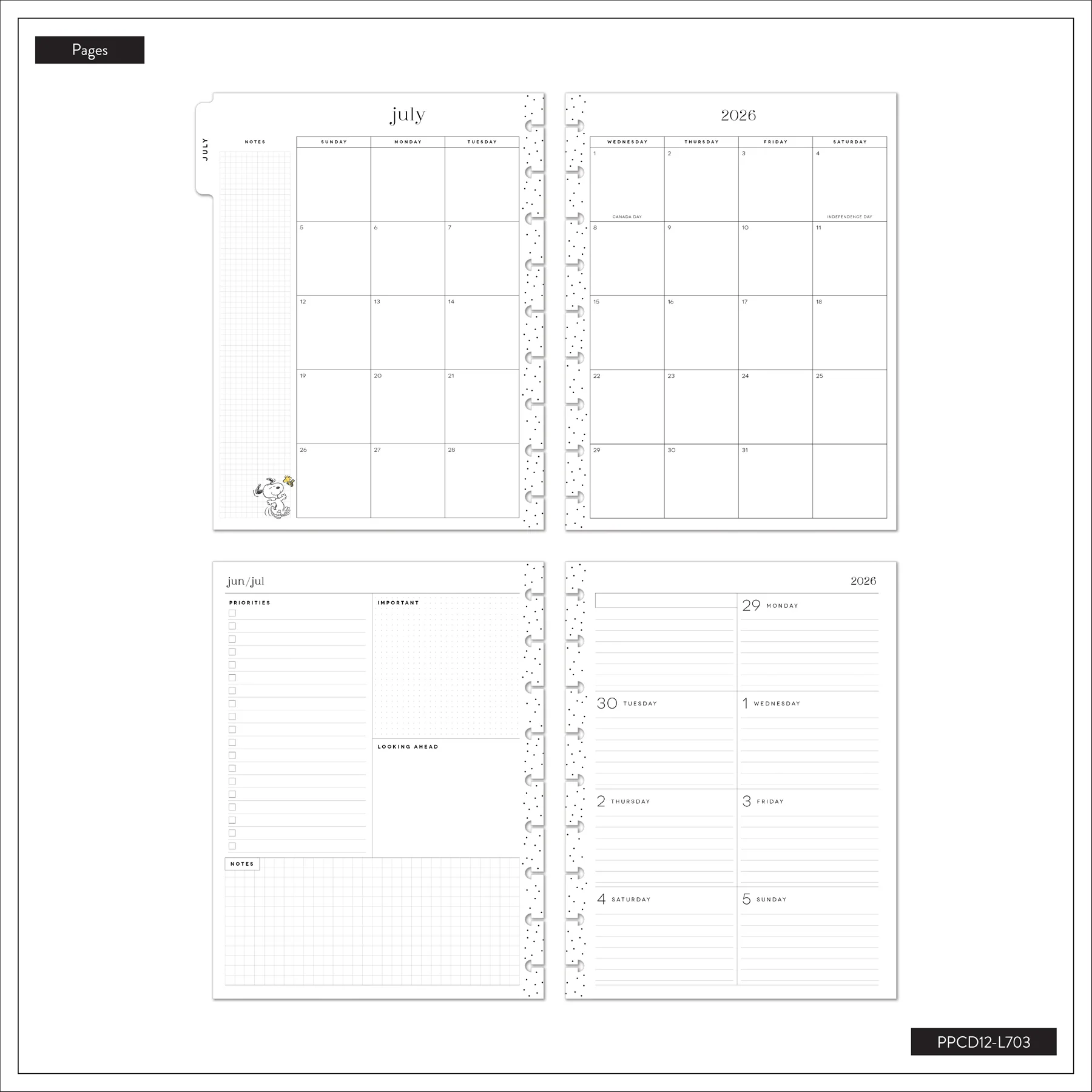 2026–2027 PEANUTS™ Customizable Planner - Classic Dashboard Layout - 12 Months - Image 18