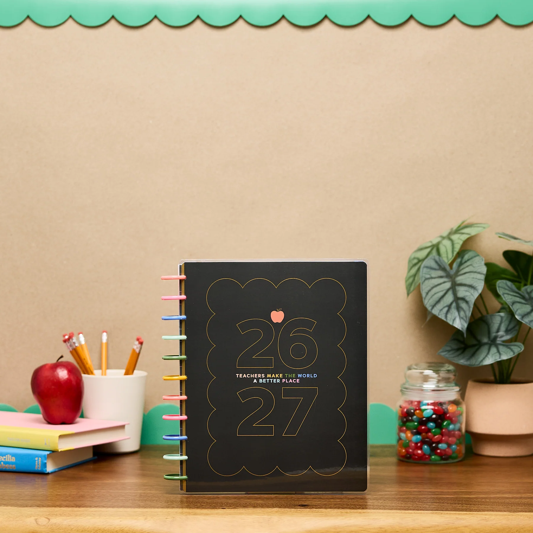 2026–2027 School Doodles Graphite Customizable Teacher Planner - Big Teacher Layout - 12 Months - Image 3