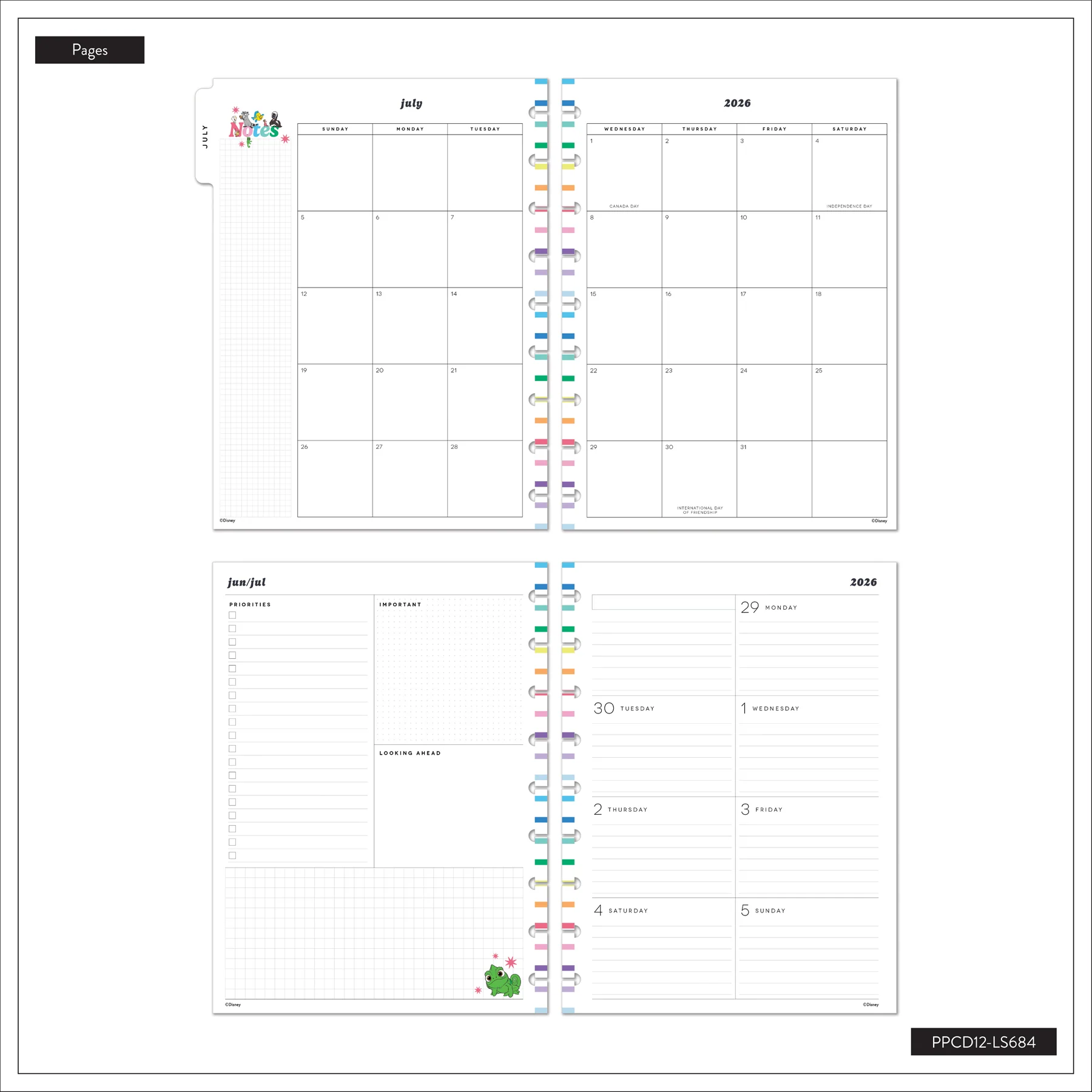 2026–2027 SPECIALTY Disney Best Pals Customizable Planner - Classic Dashboard Layout - 12 Months - Image 15