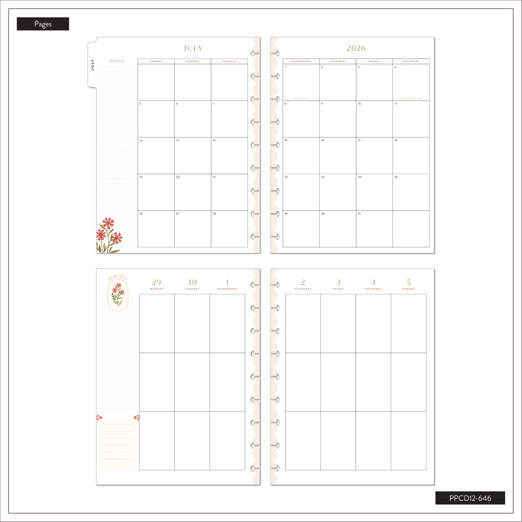 2026–2027 Spring Tapestry Customizable Planner - Classic Vertical Layout - 12 Months - Image 14