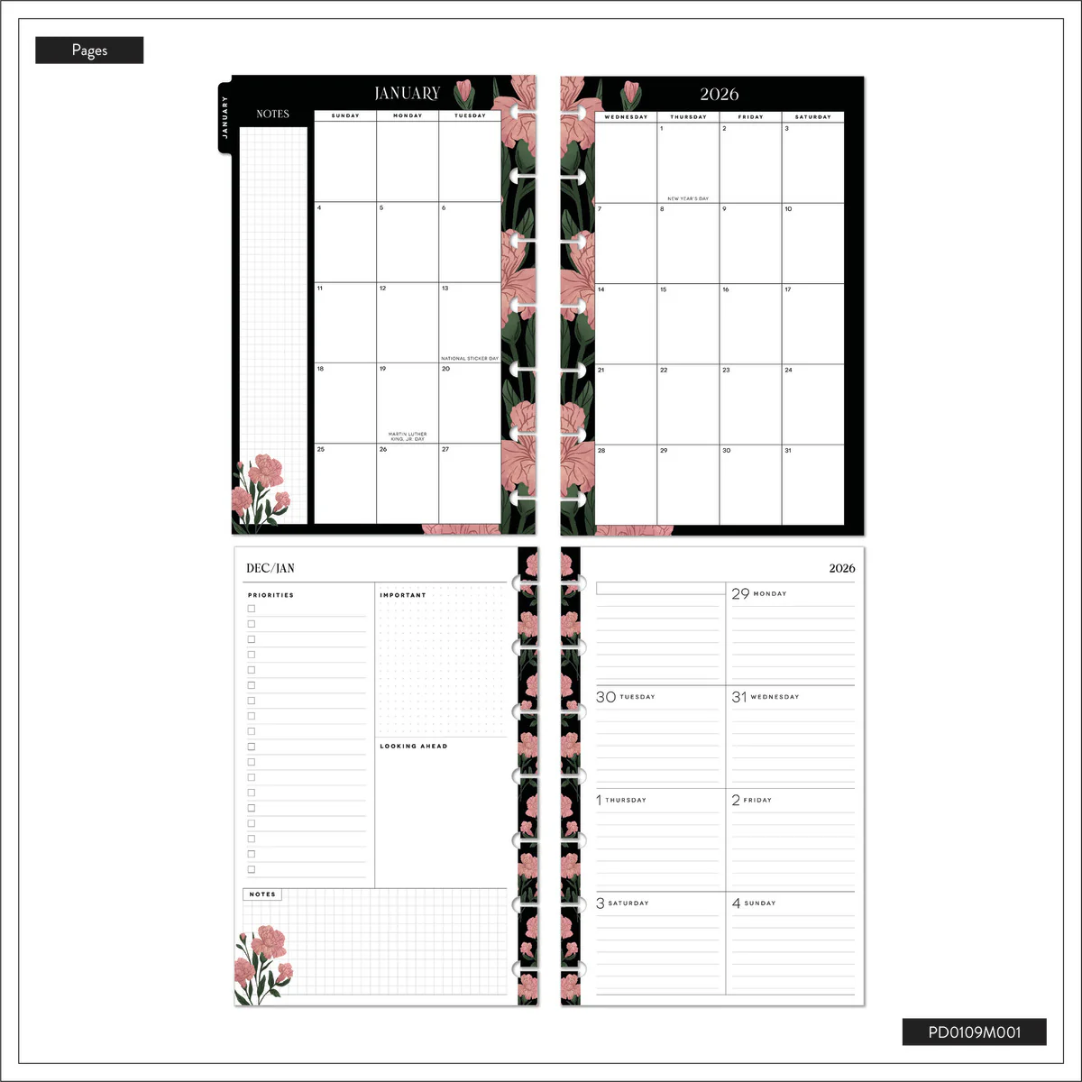 2026 Dark Garden Customizable Planner - Mini Dashboard Layout - 12 Months - Image 17