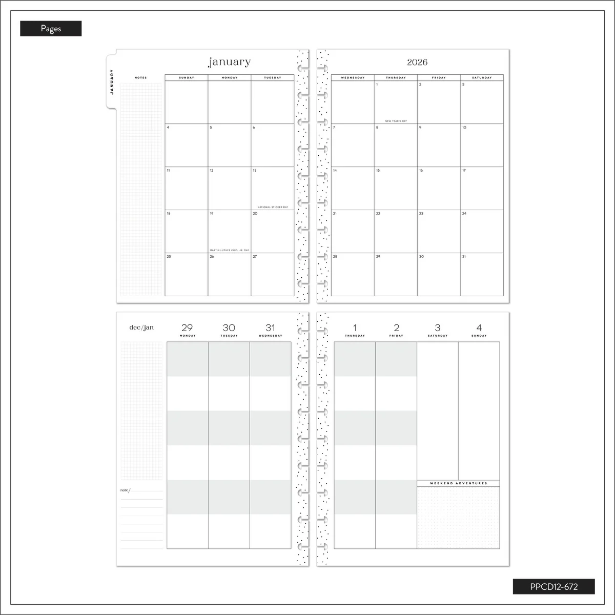 2026 Floral Energy Customizable Planner - Classic Color Block Layout - 12 Months - Image 18