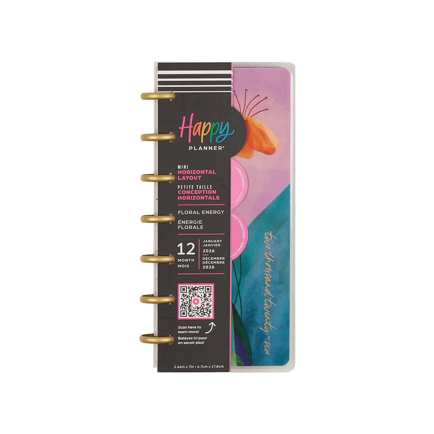 2026 Floral Energy Customizable Planner - Skinny Mini Horizontal Layout - 12 Months - Image 15