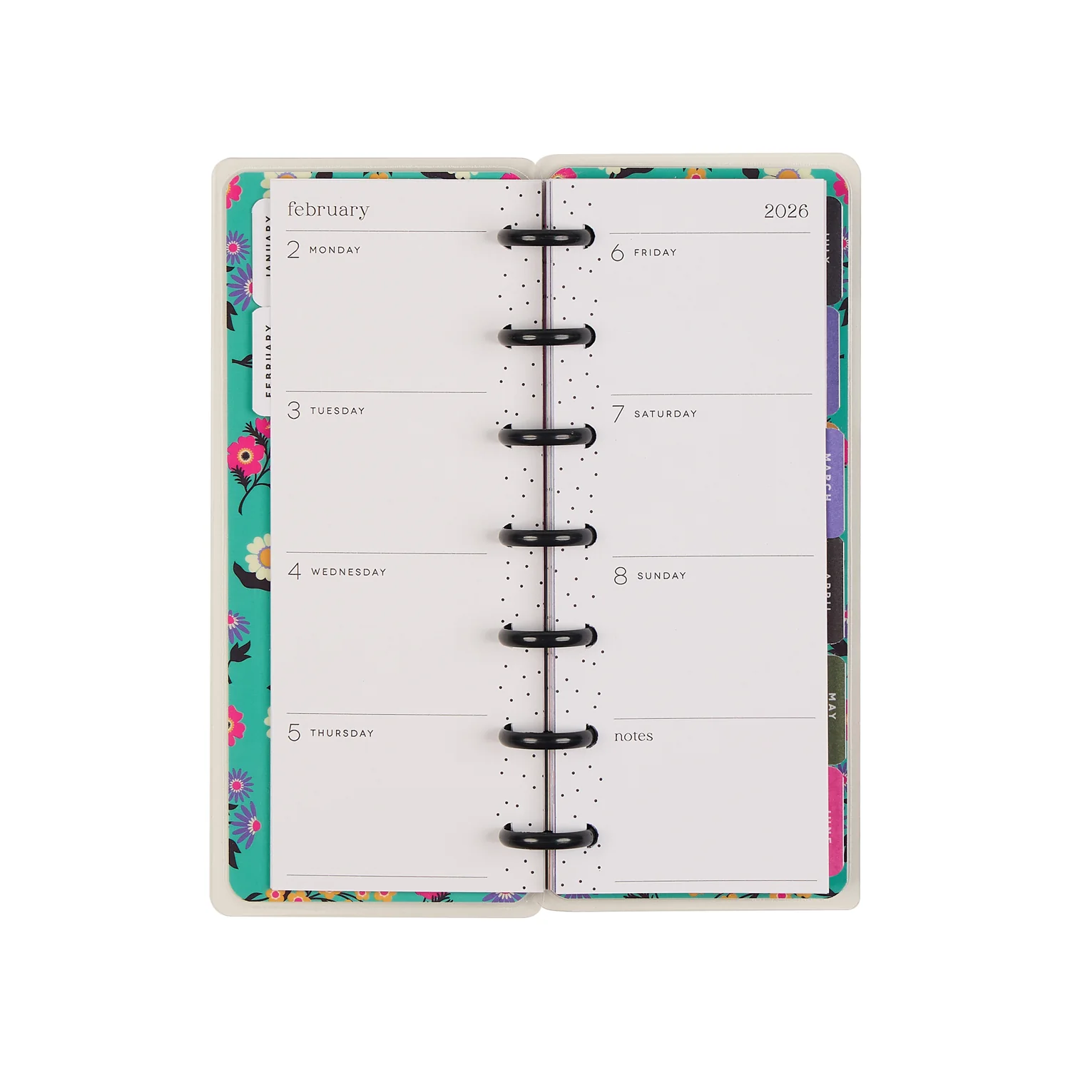 2026 Florescent Florals Customizable Planner - Skinny Mini Horizontal Layout - 12 Months - Image 10