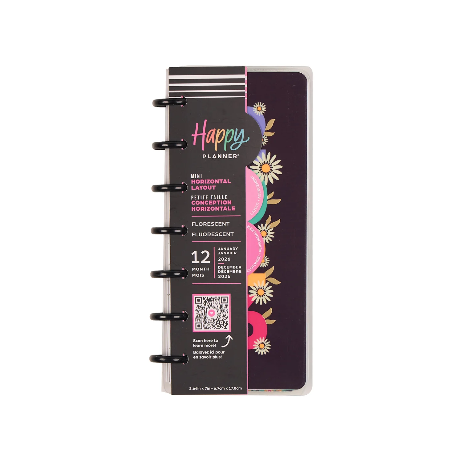 2026 Florescent Florals Customizable Planner - Skinny Mini Horizontal Layout - 12 Months - Image 14