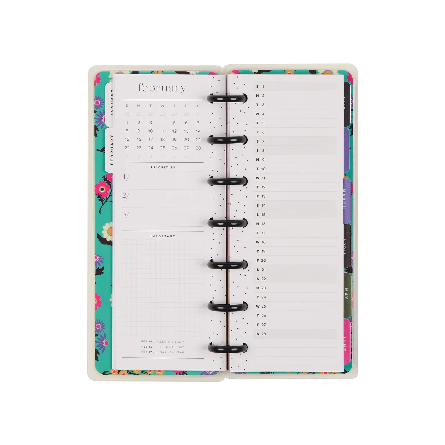 2026 Florescent Florals Customizable Planner - Skinny Mini Horizontal Layout - 12 Months - Image 9
