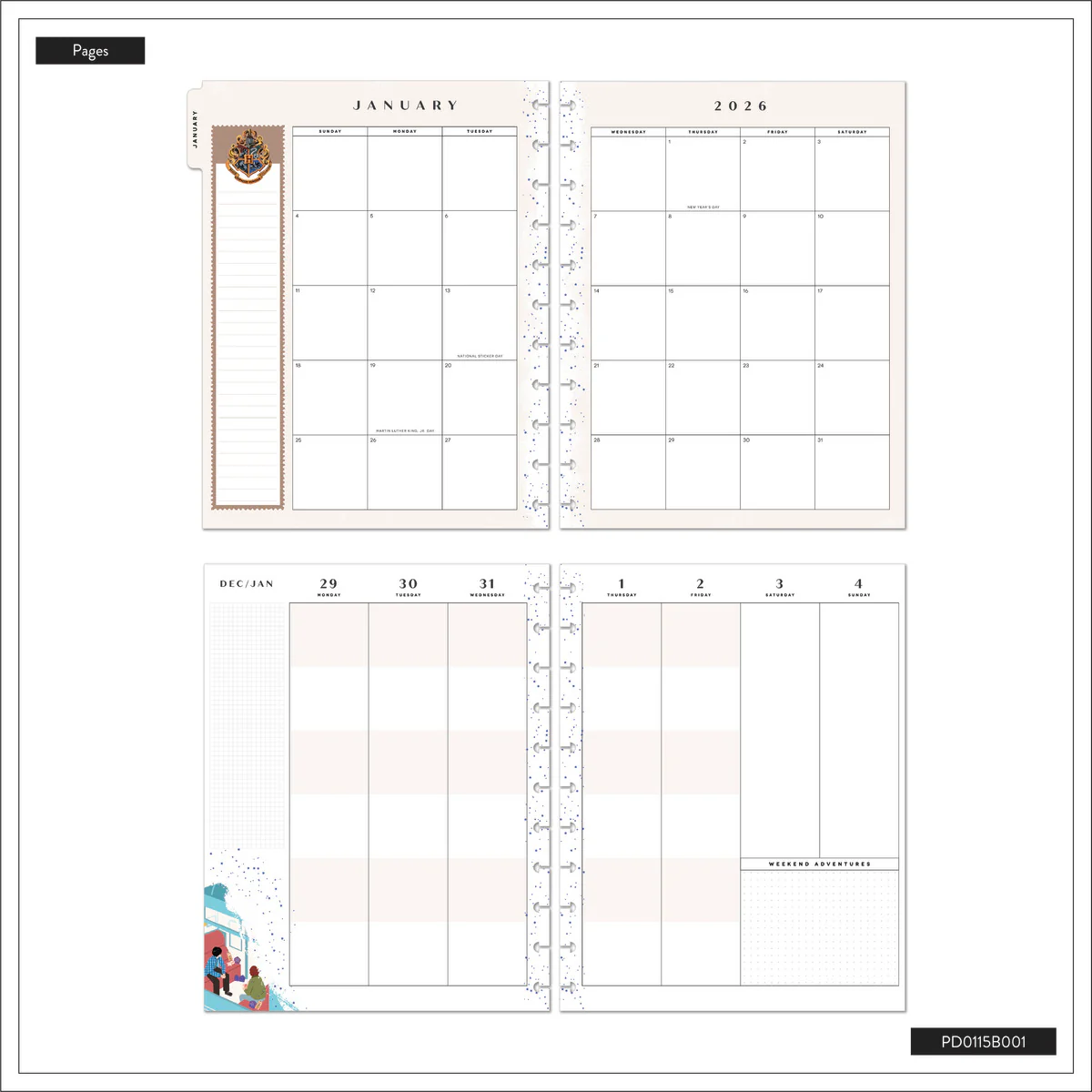 2026 Harry Potter Enchanted Grounds Customizable Planner - Big Color Block Layout - 12 Months - Image 17
