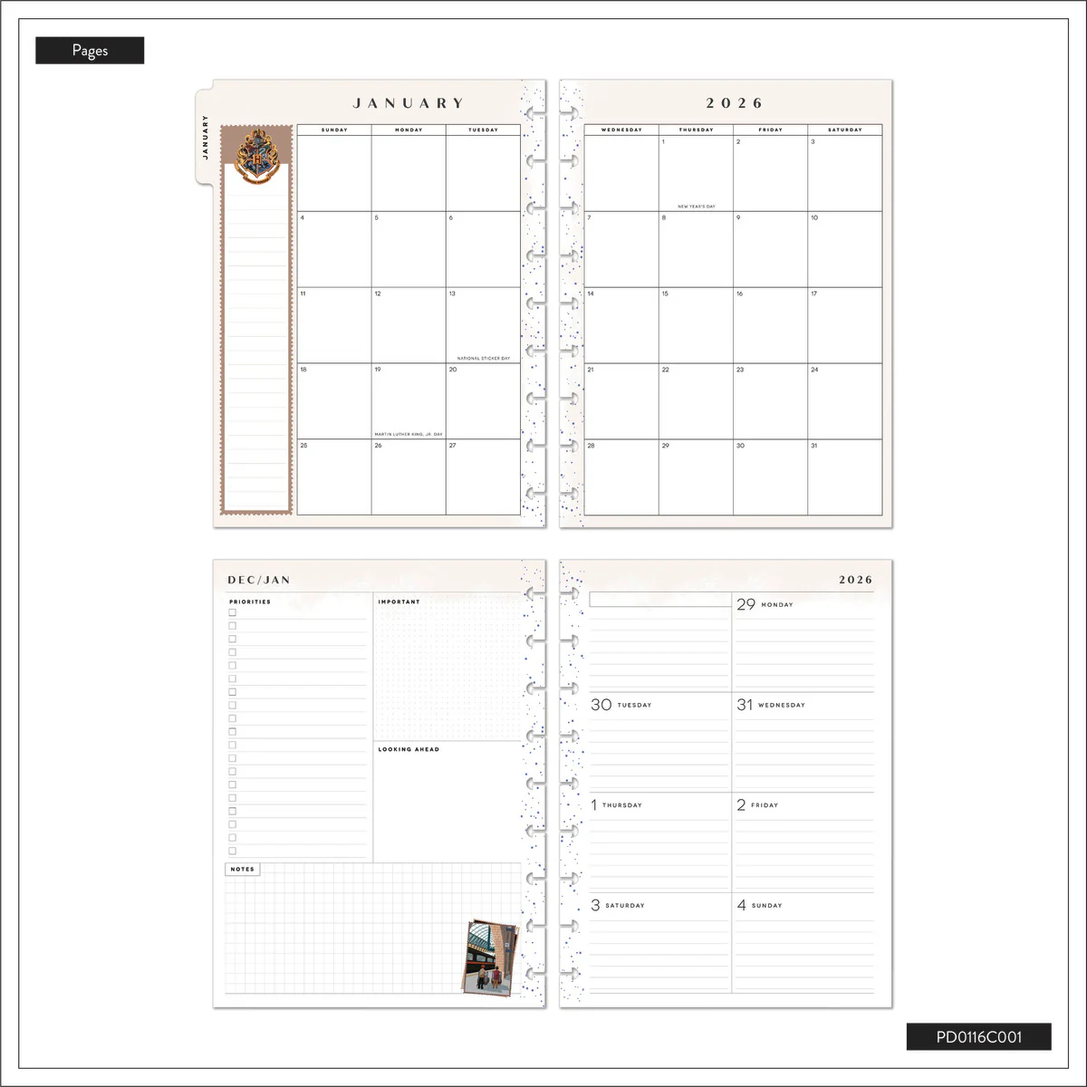 2026 Harry Potter Enchanted Grounds Customizable Planner - Classic Dashboard Layout - 12 Months - Image 18