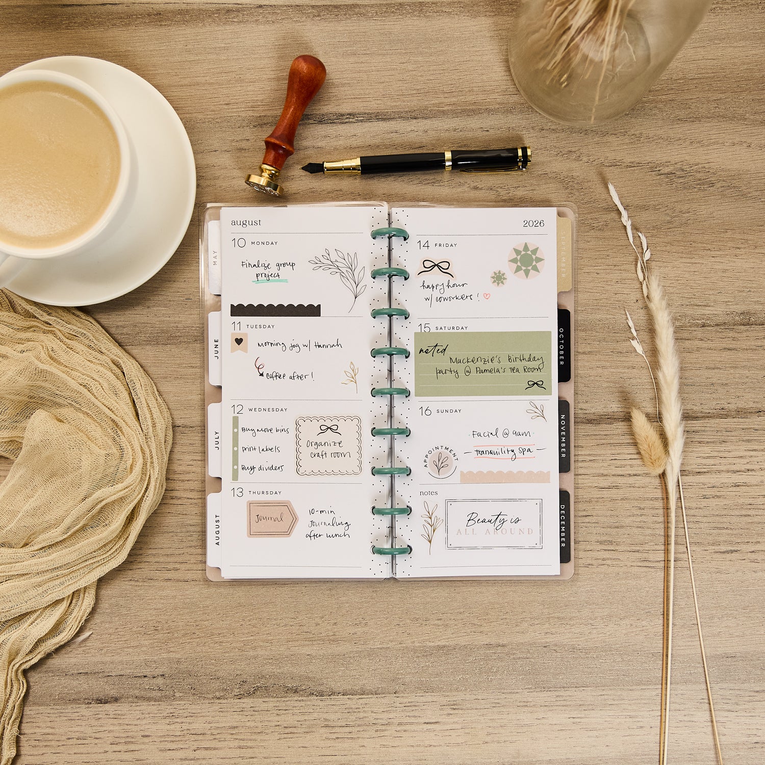 2026 Heritage Charm Customizable Planner - Skinny Classic Horizontal Layout - 12 Months - Image 4