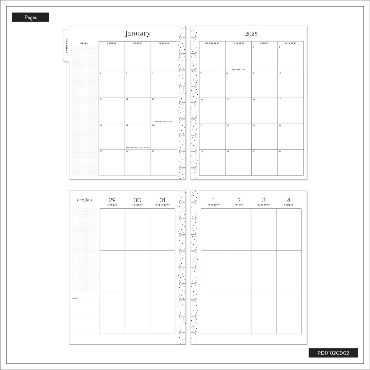 2026 SPECIALTY Florescent Florals Customizable Planner - Classic Vertical Layout - 12 Months - Image 18