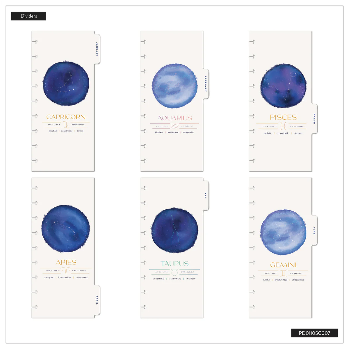 2026 Star Signs Customizable Planner - Skinny Classic Horizontal Layout - 12 Months - Image 17