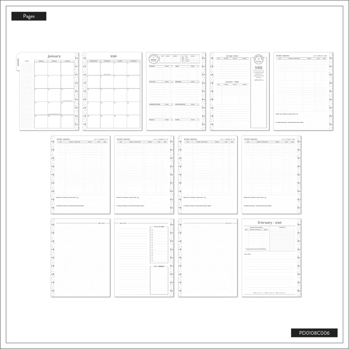 2026 Textured Canvas Customizable Budget Planner - Classic Budget Layout - 12 Months - Image 23