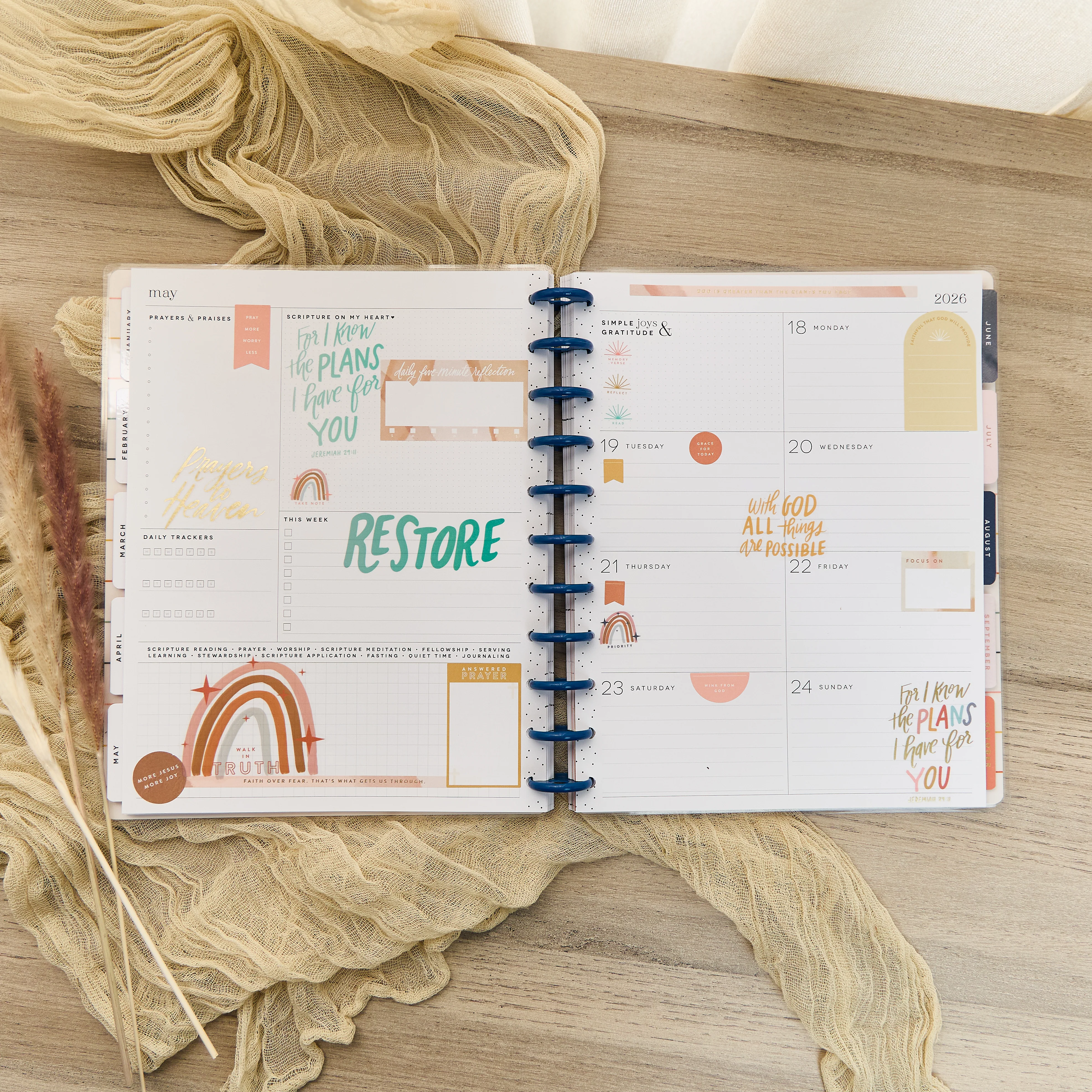 2026 Watercolor Grace Customizable Faith Planner - Big Faith Layout - 12 Months - Image 4