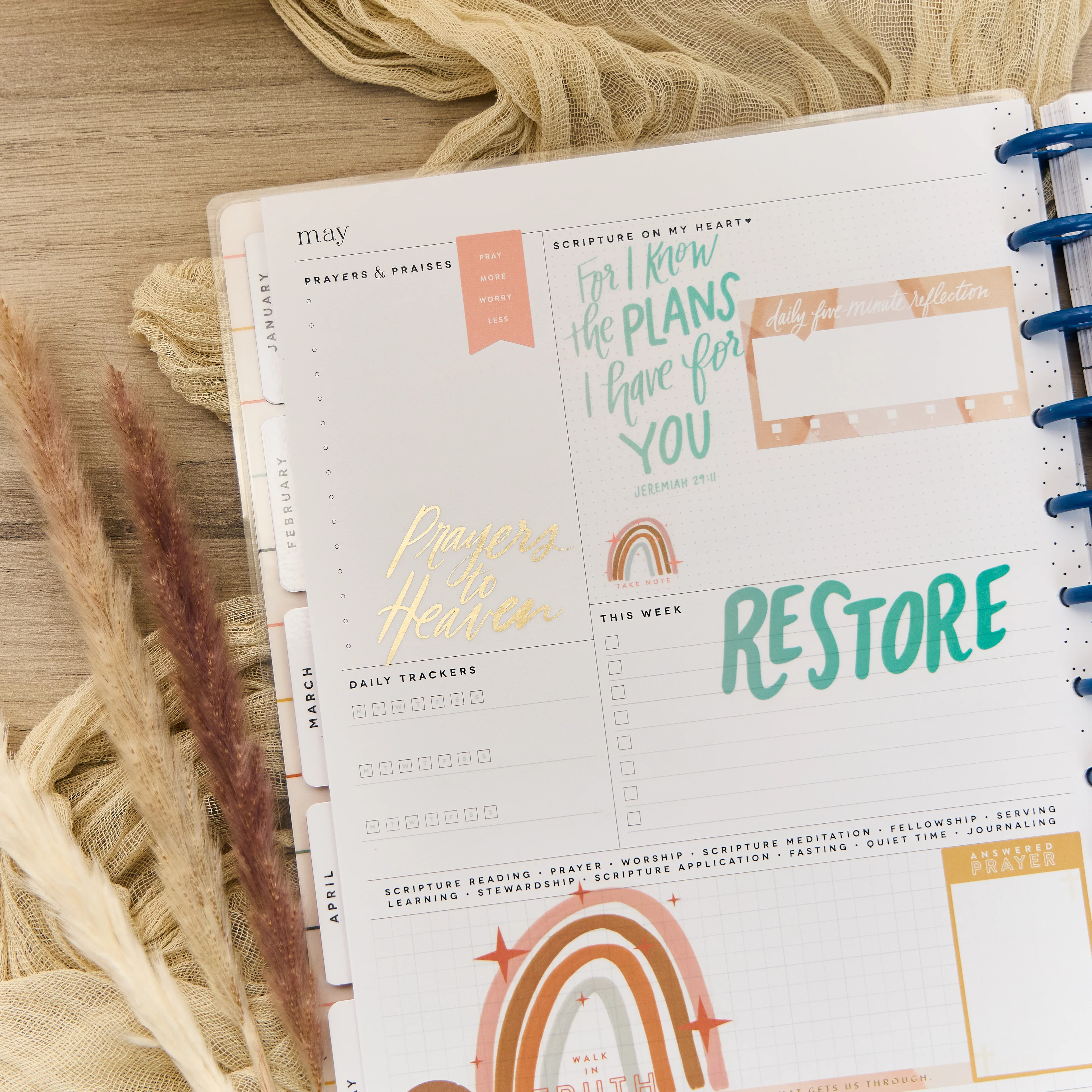 2026 Watercolor Grace Customizable Faith Planner - Big Faith Layout - 12 Months - Image 5