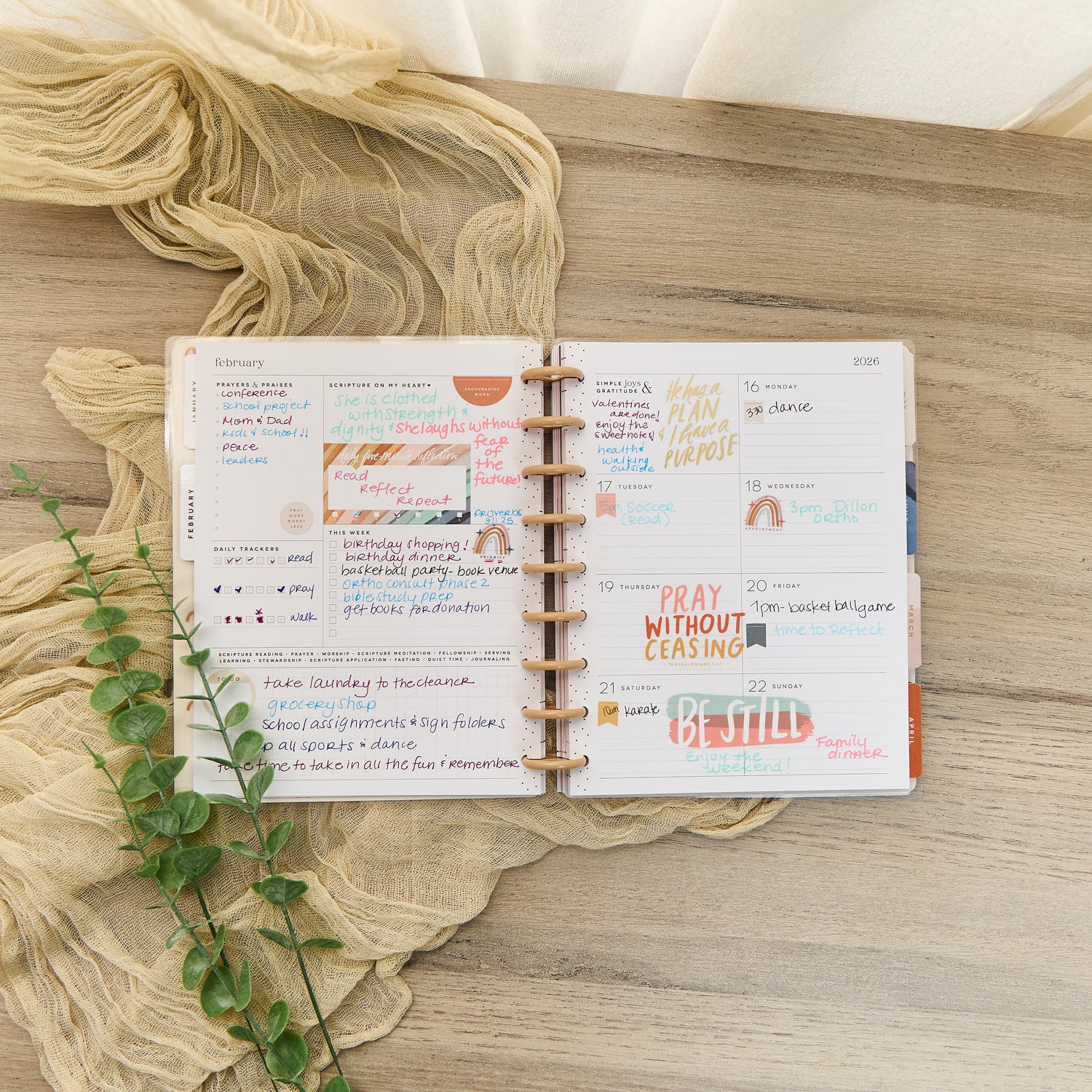 2026 Watercolor Grace Customizable Faith Planner - Classic Faith Layout - 12 Months - Image 4