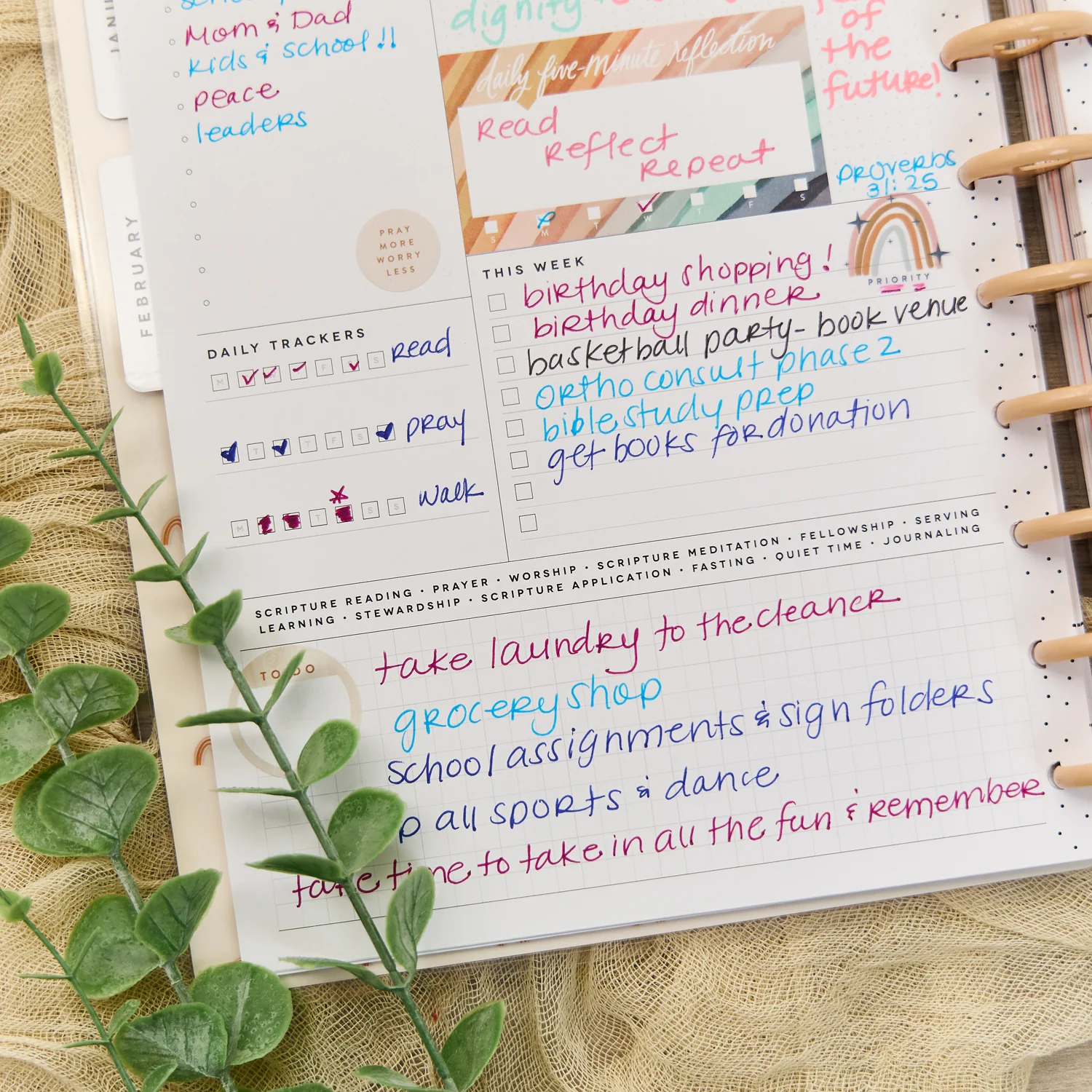 2026 Watercolor Grace Customizable Faith Planner - Classic Faith Layout - 12 Months - Image 5