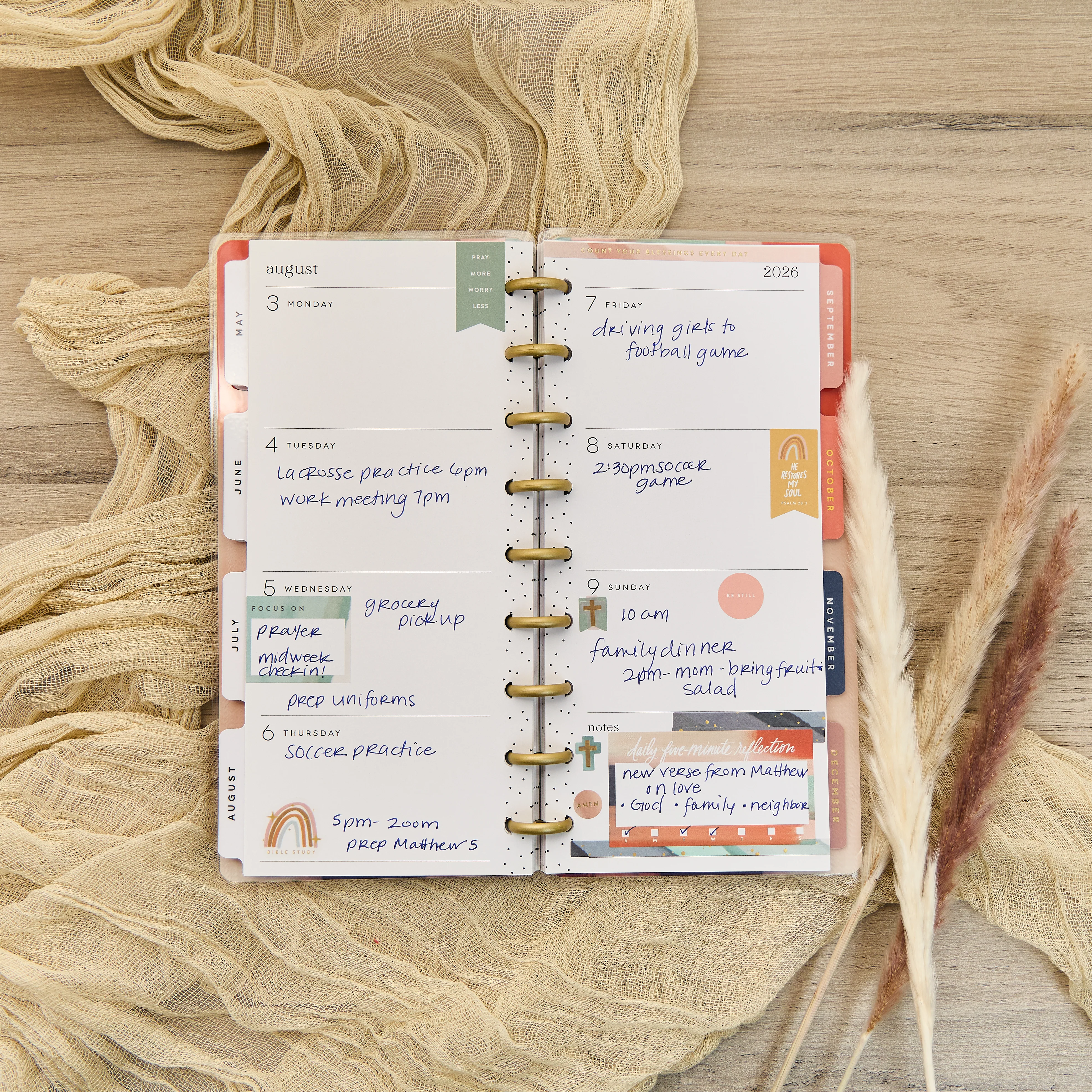 2026 Watercolor Grace Customizable Faith Planner - Skinny Classic Horizontal Layout - 12 Months - Image 4