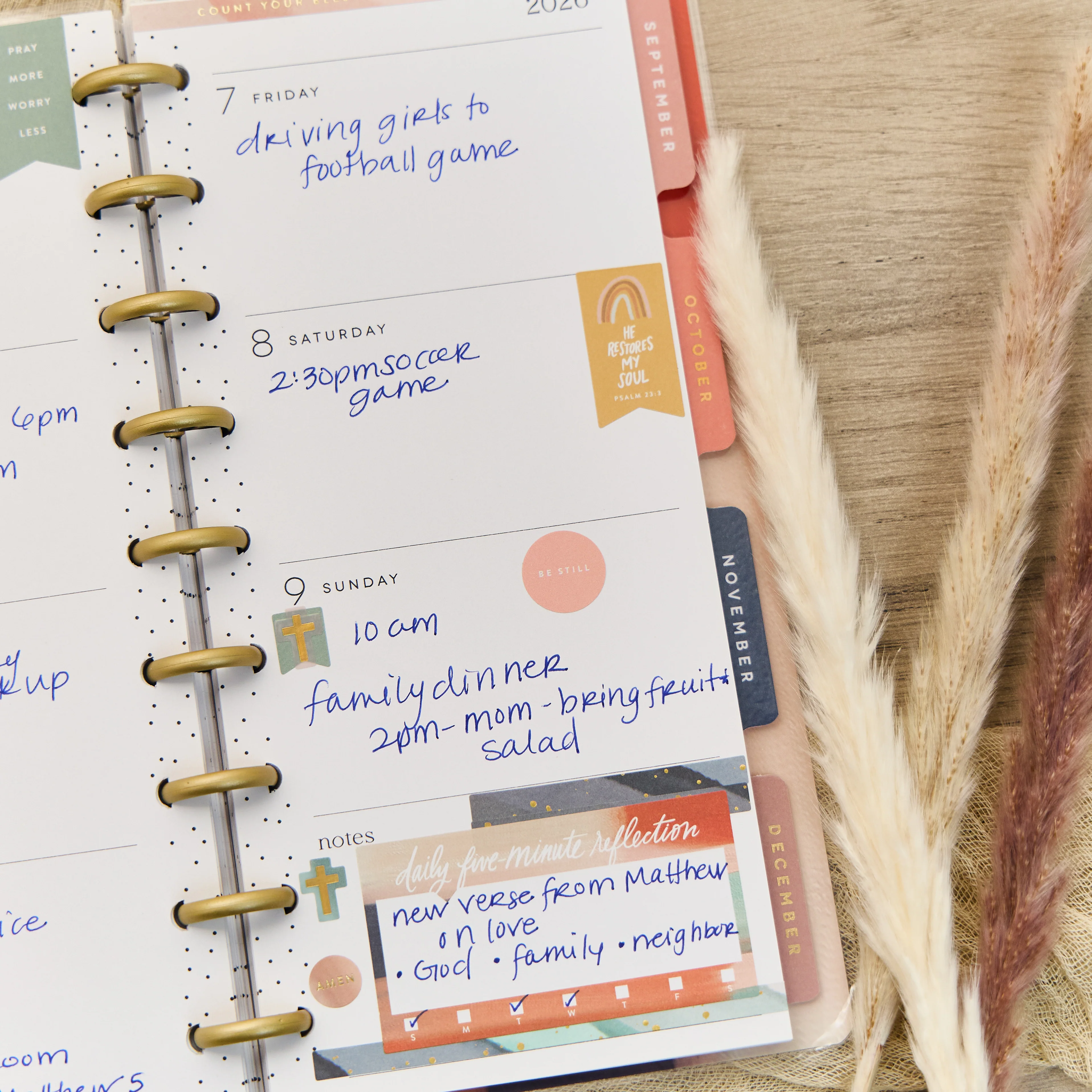 2026 Watercolor Grace Customizable Faith Planner - Skinny Classic Horizontal Layout - 12 Months - Image 6