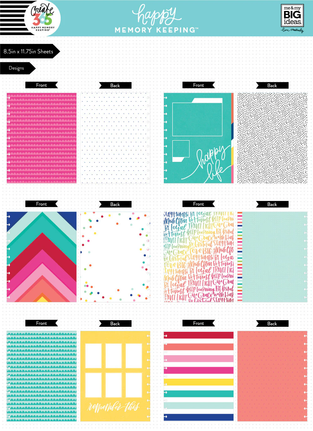 Happy Memory Keeping BIG Pre-Punched Cardstock Pad - Brights - Image 3