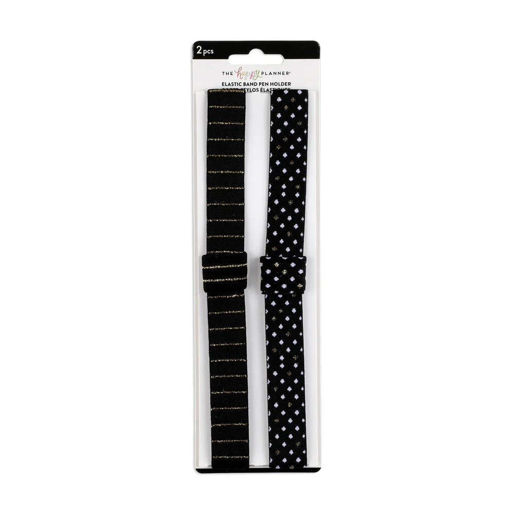 Black And Gold Elastic Band Pen Holder - 2 Pack - Image 2