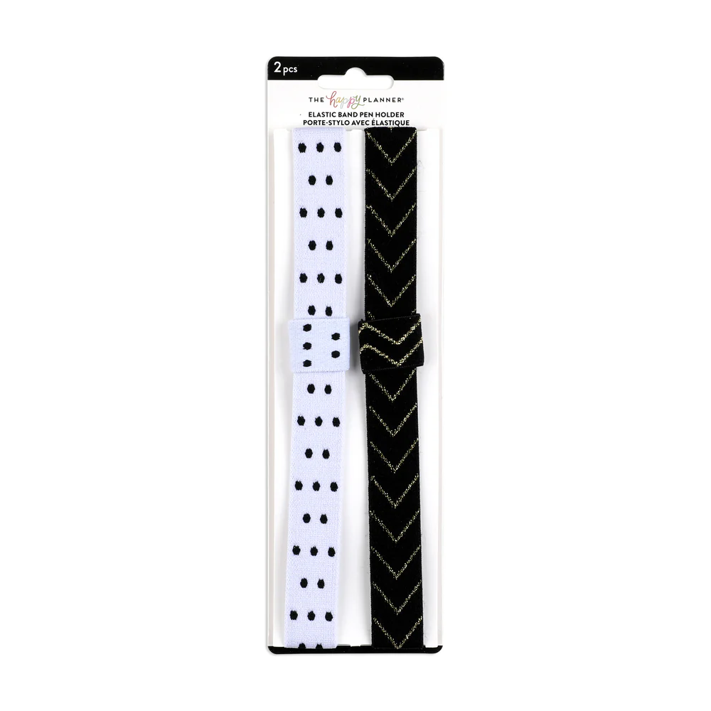 Black & White Elastic Band Pen Holder - 2 Pack - Image 3