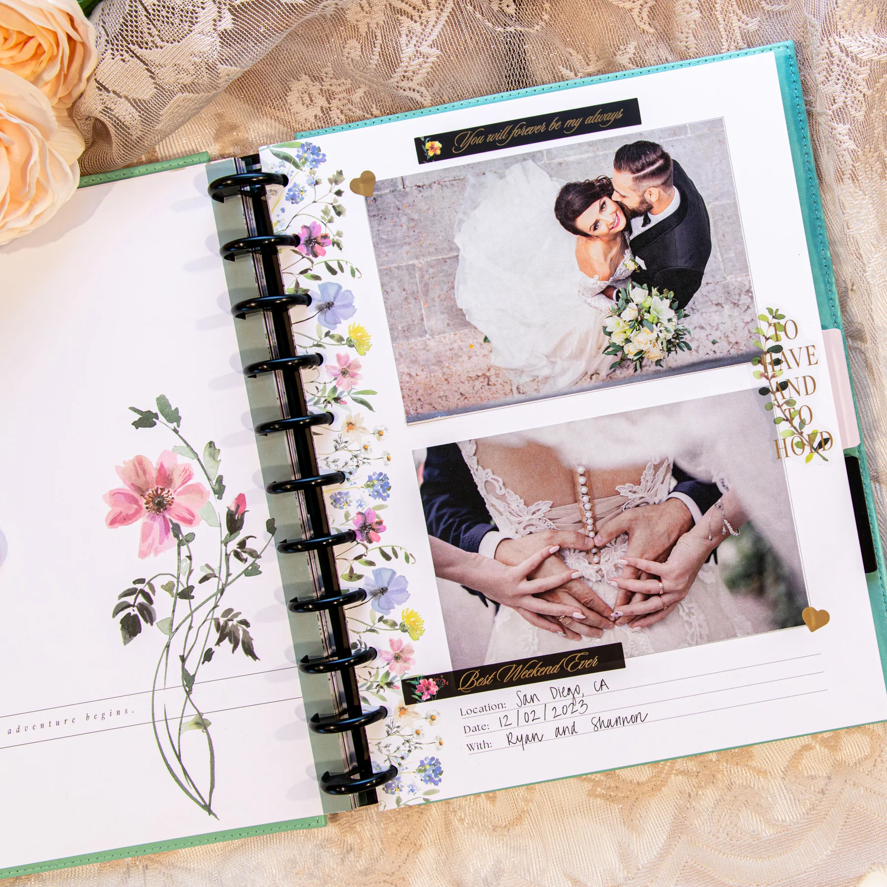 Blooming Elegance Wedding  - DELUXE Big Happy Memory Keeping Wedding Photo Journal - 80 Sheets - Image 3