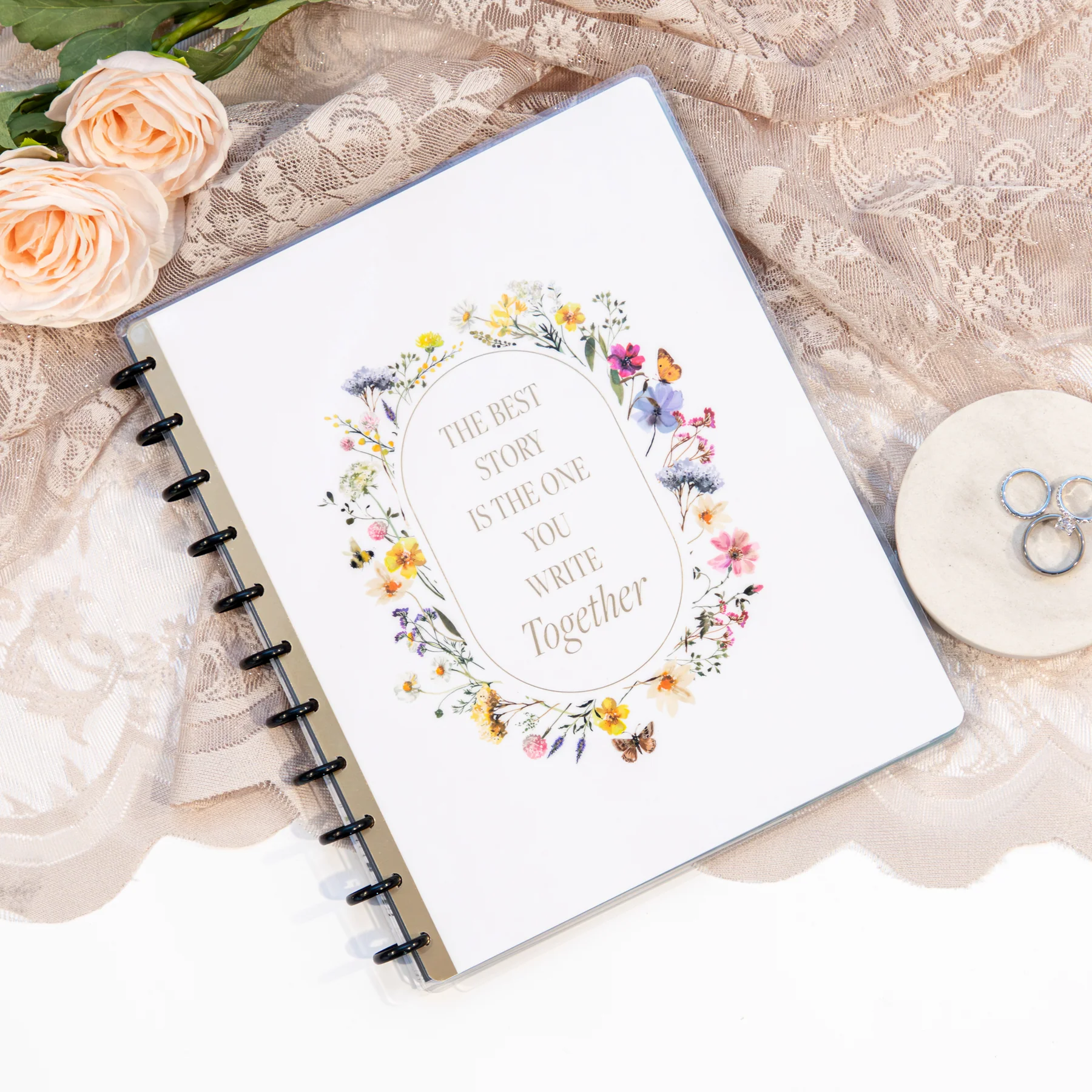 Blooming Romance Wedding - Dot Grid + Checklist Pages Notebook - 60 Sheets - Image 3