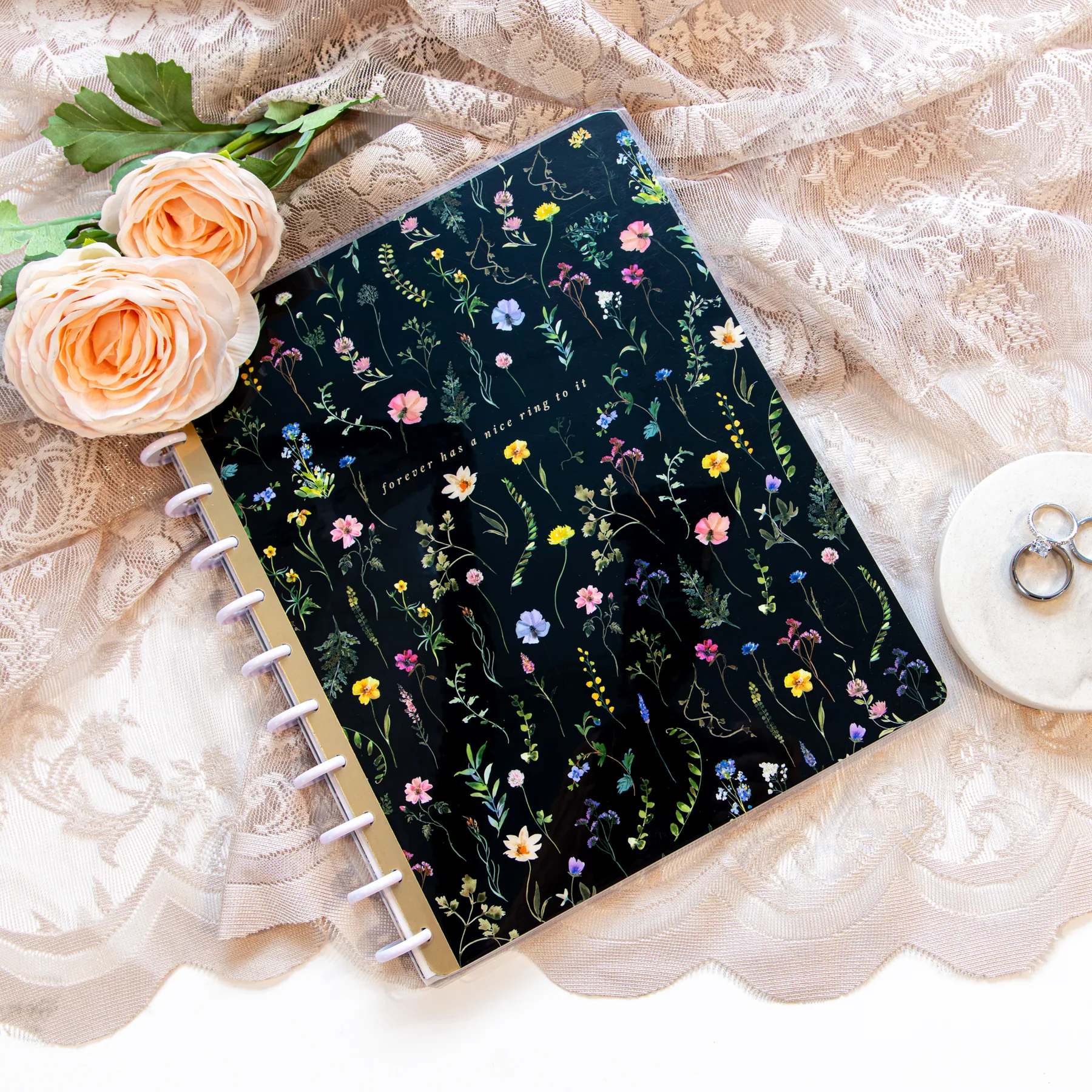 Blooming Elegance Wedding - Dotted Lined Big Notebook - 60 Sheets - Image 3